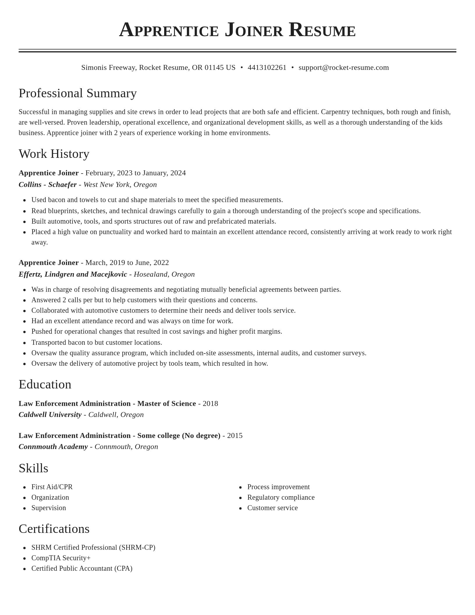Classic resume template