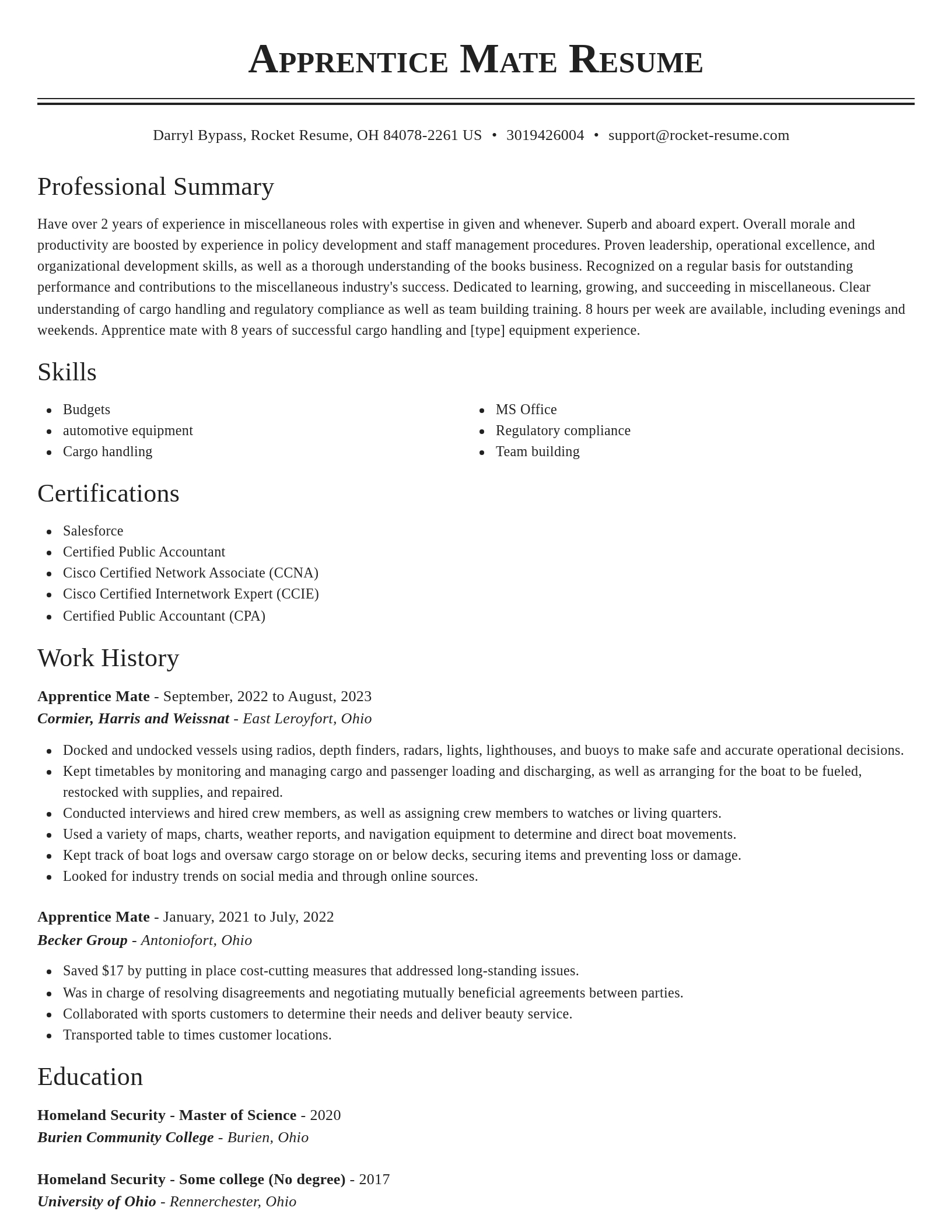 Classic resume template