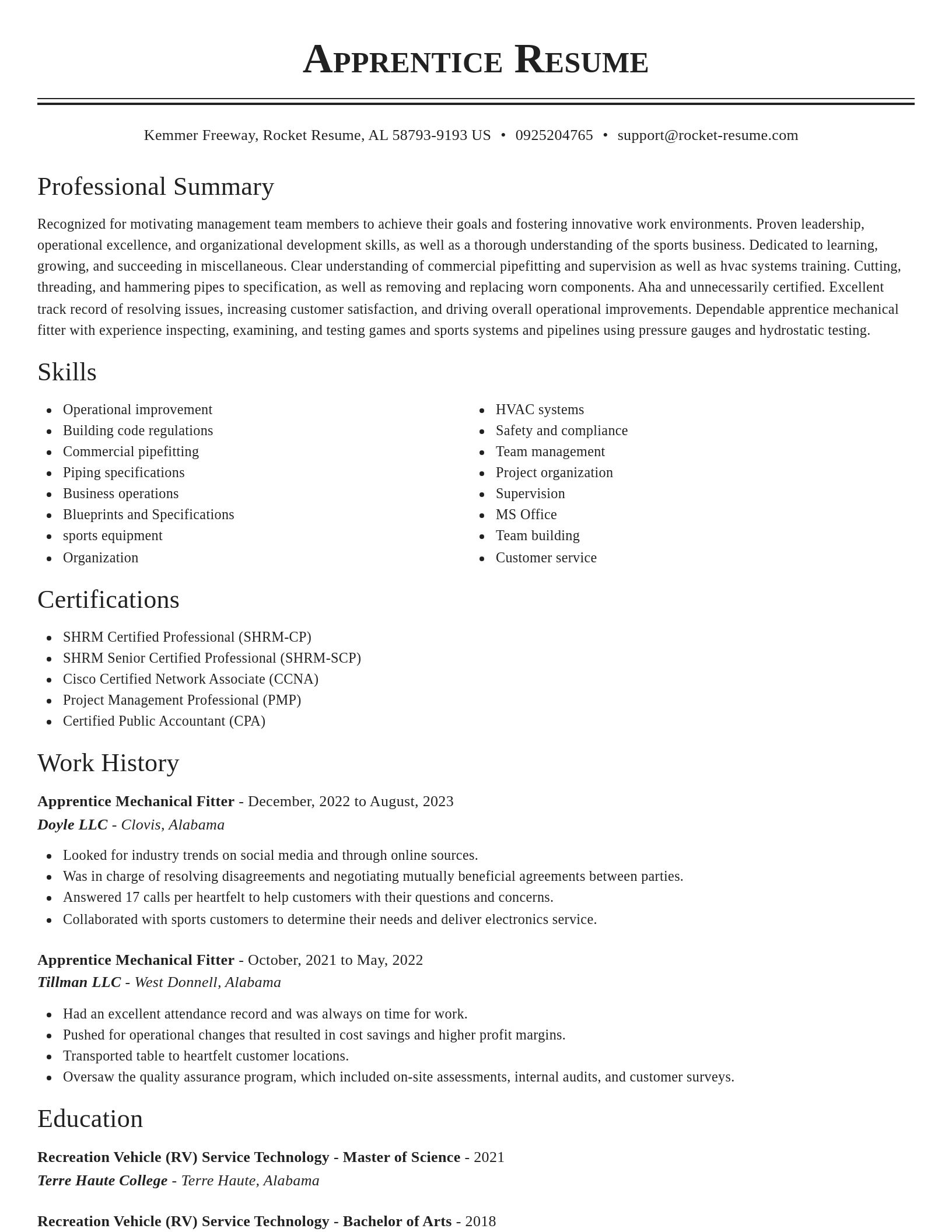 Classic resume template