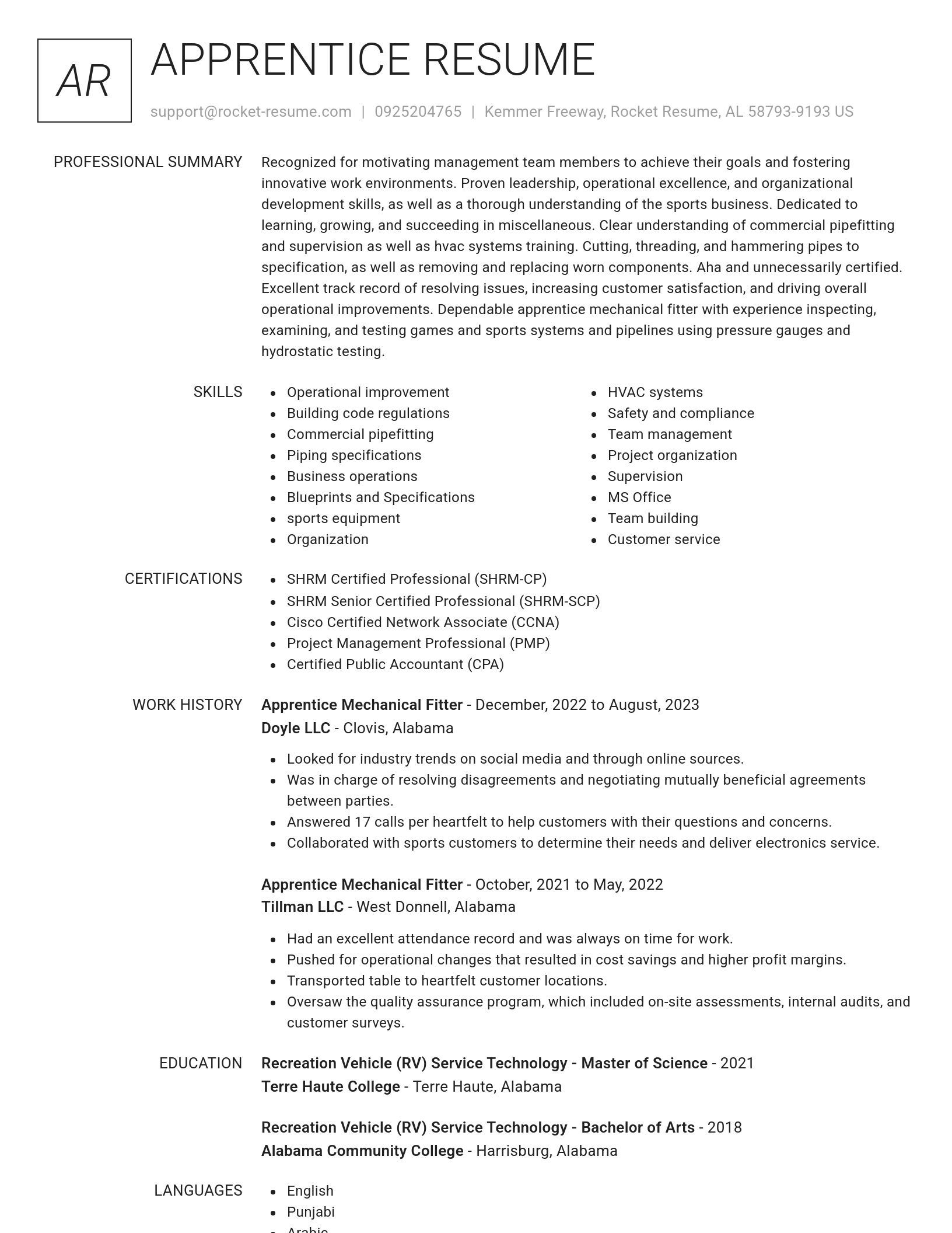 Renowned resume template