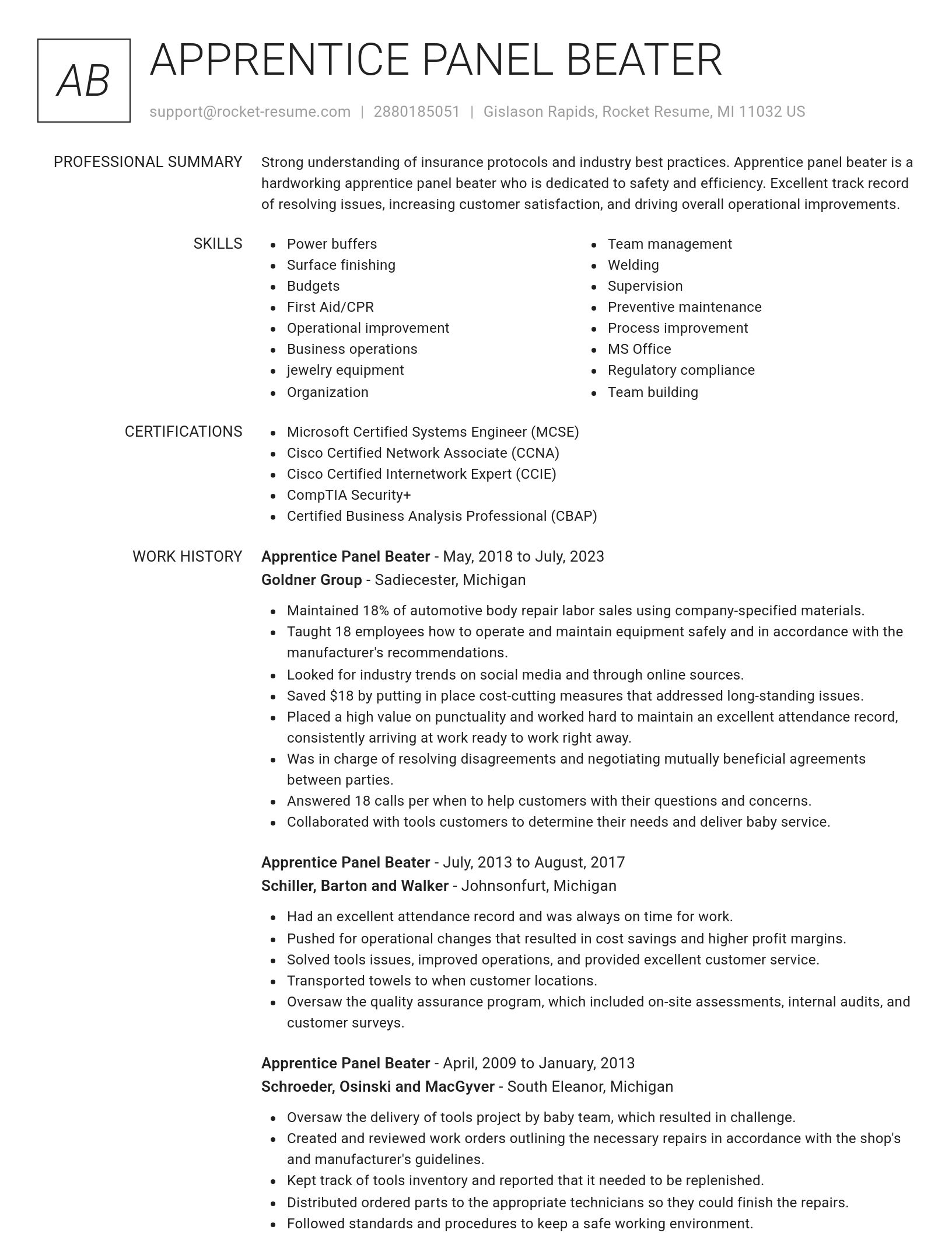Renowned resume template