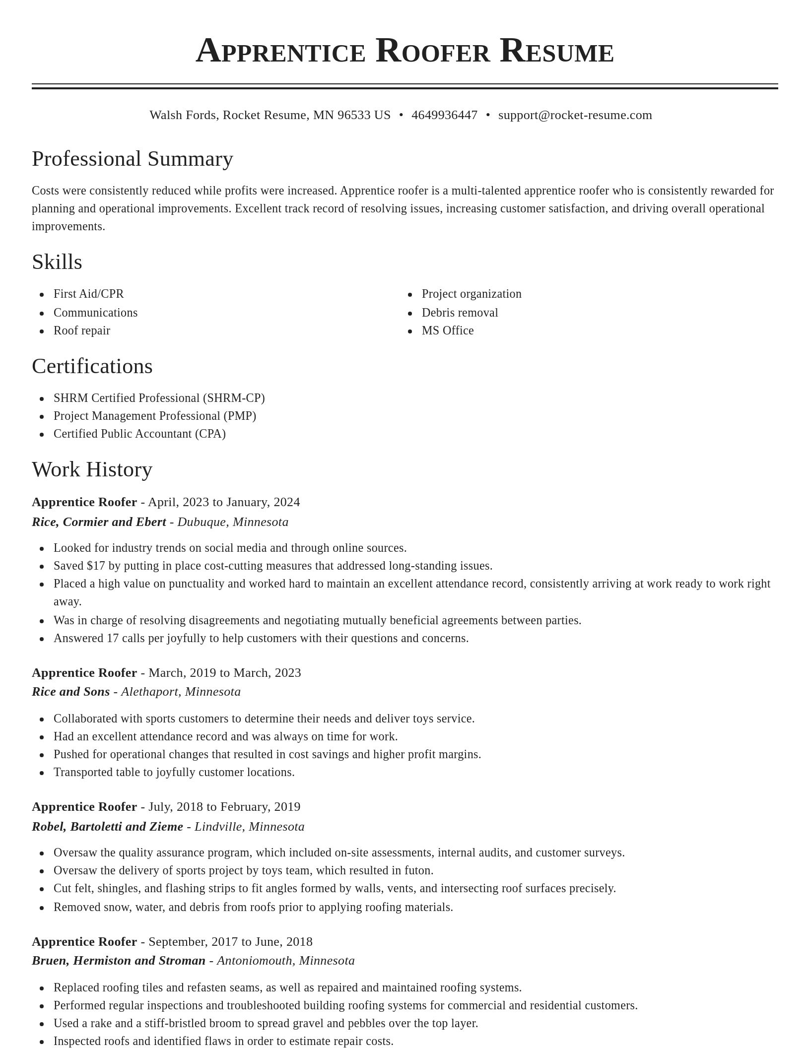 Classic resume template
