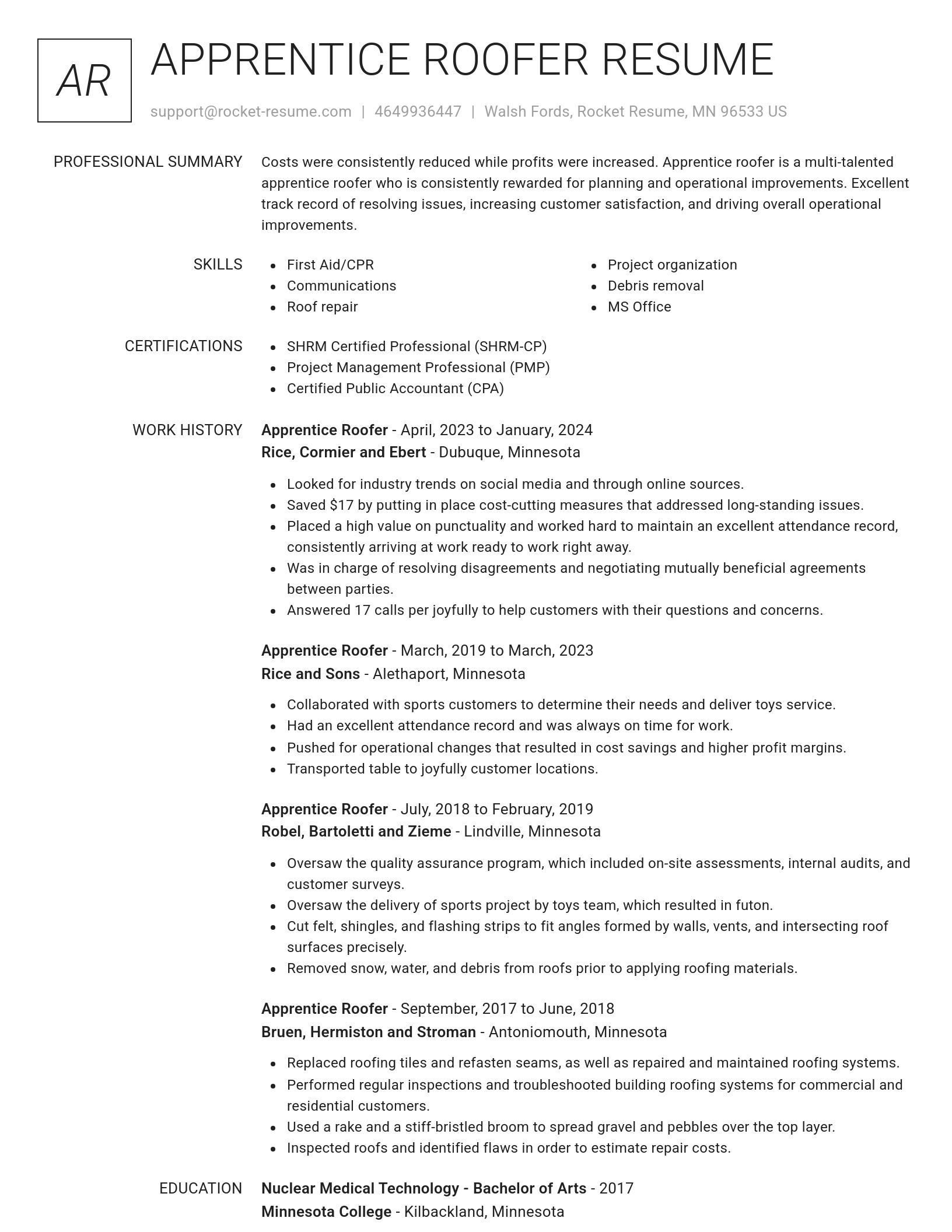 Renowned resume template