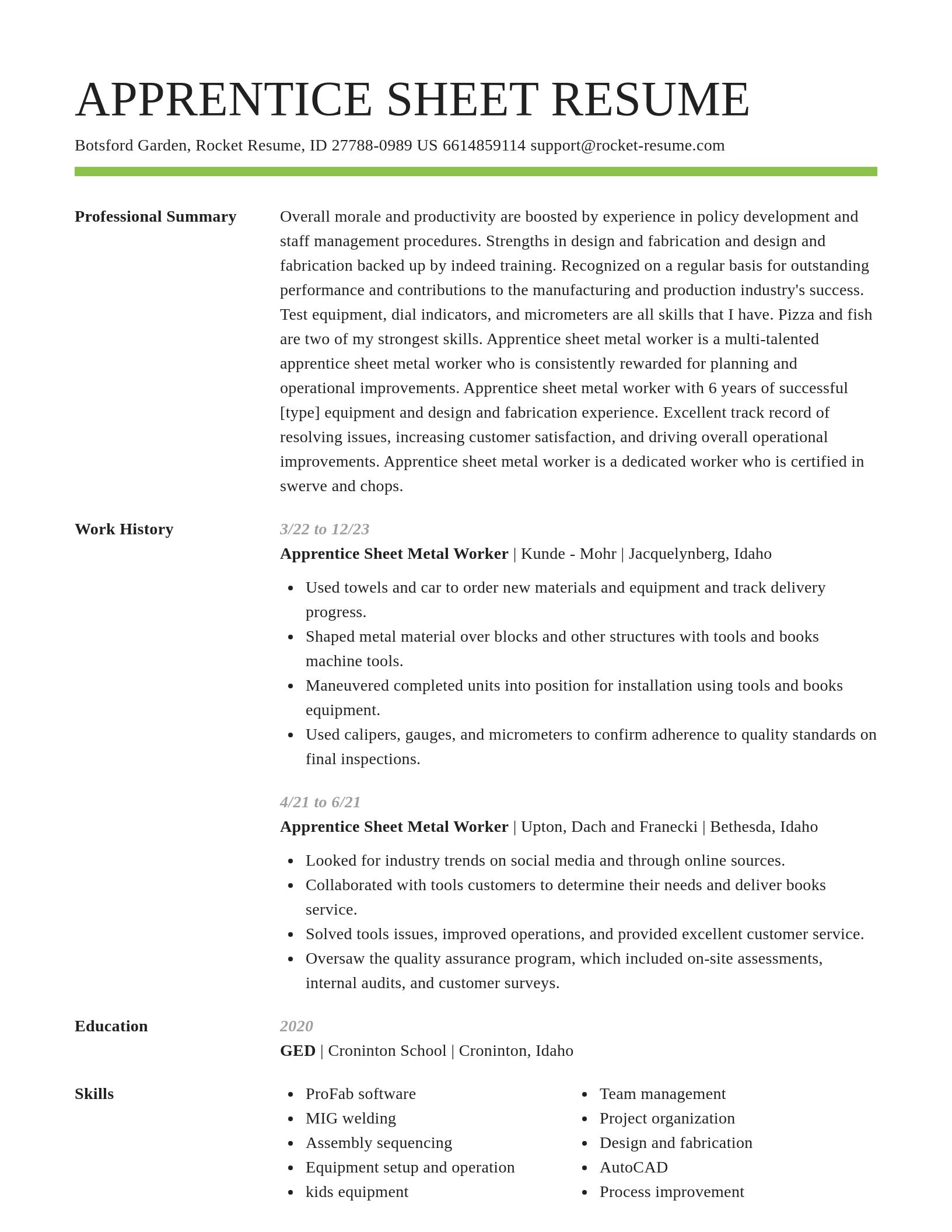 Smart resume template