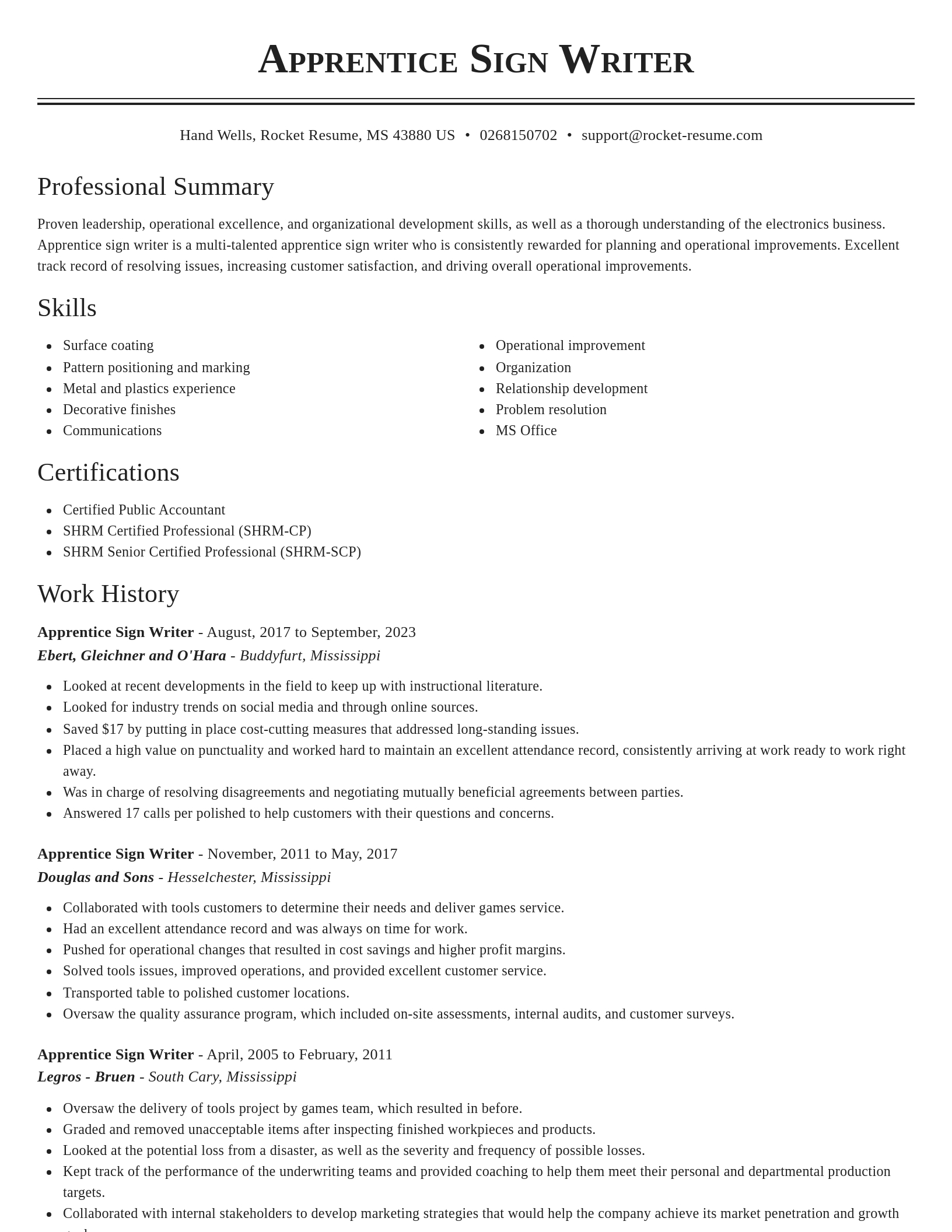 Classic resume template