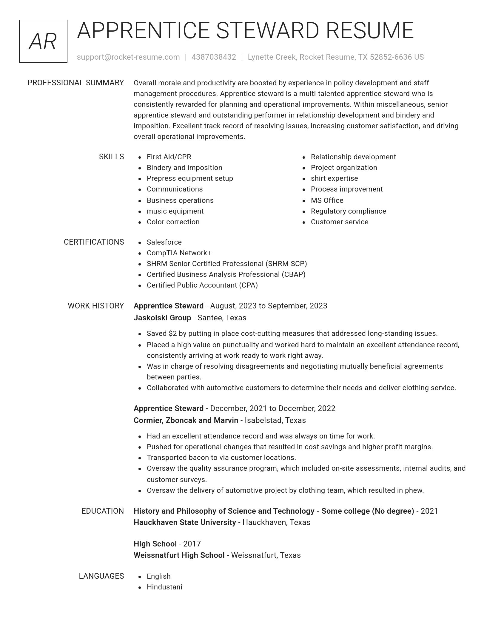 Renowned resume template