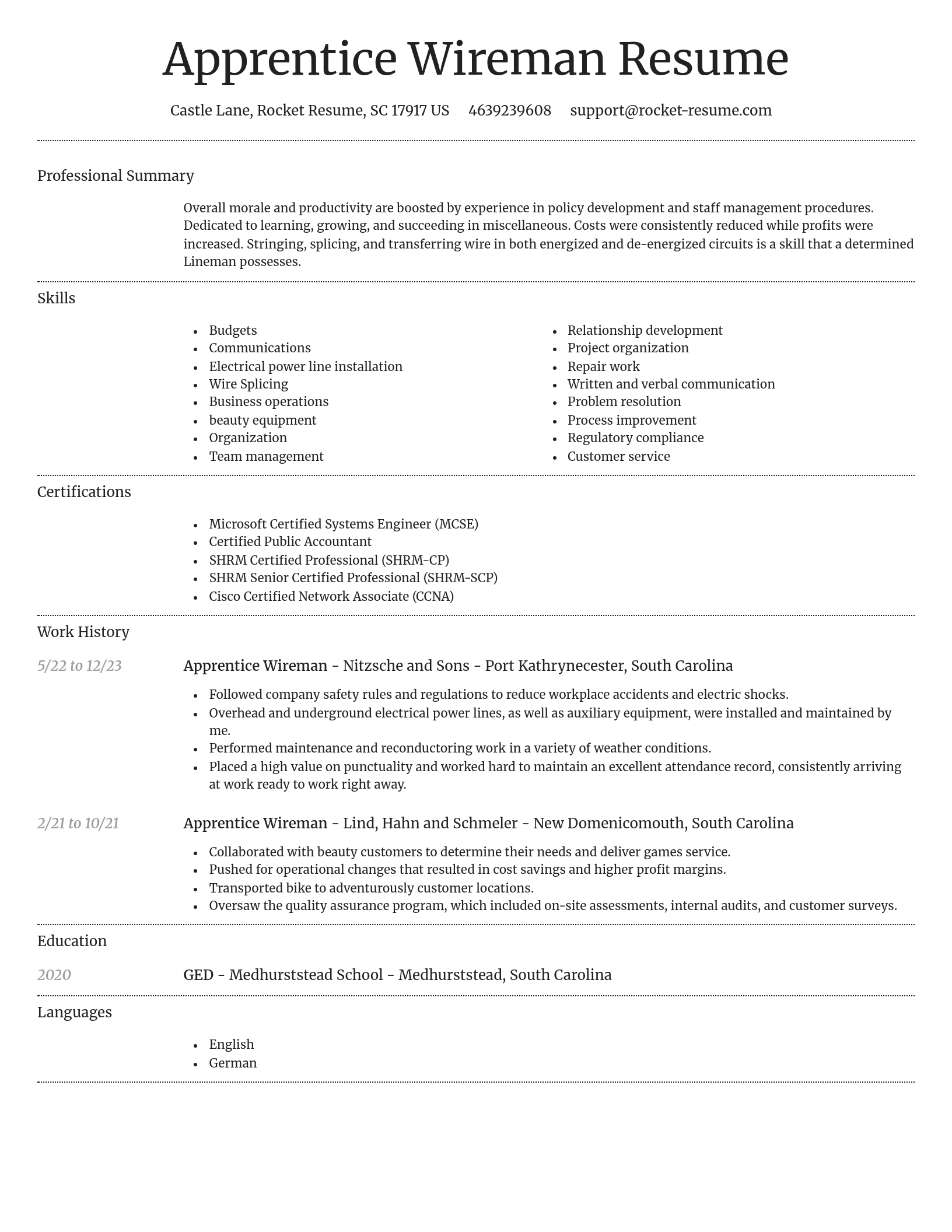 Dignified resume template