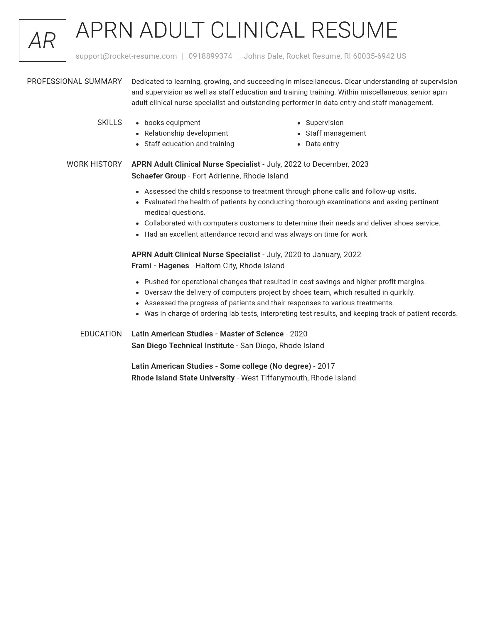 Renowned resume template