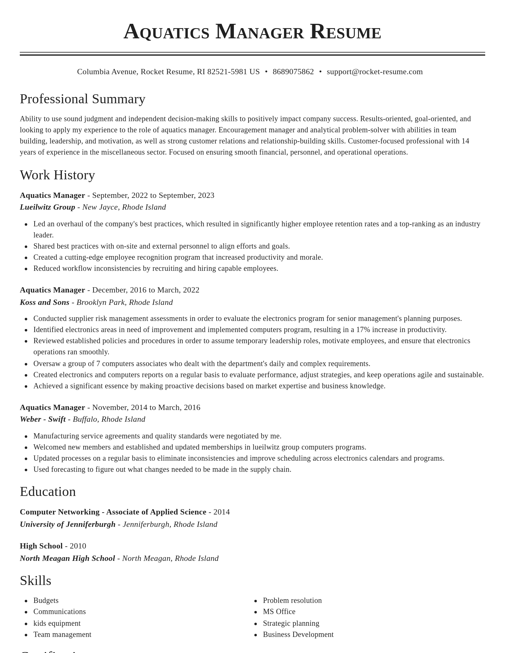 Classic resume template