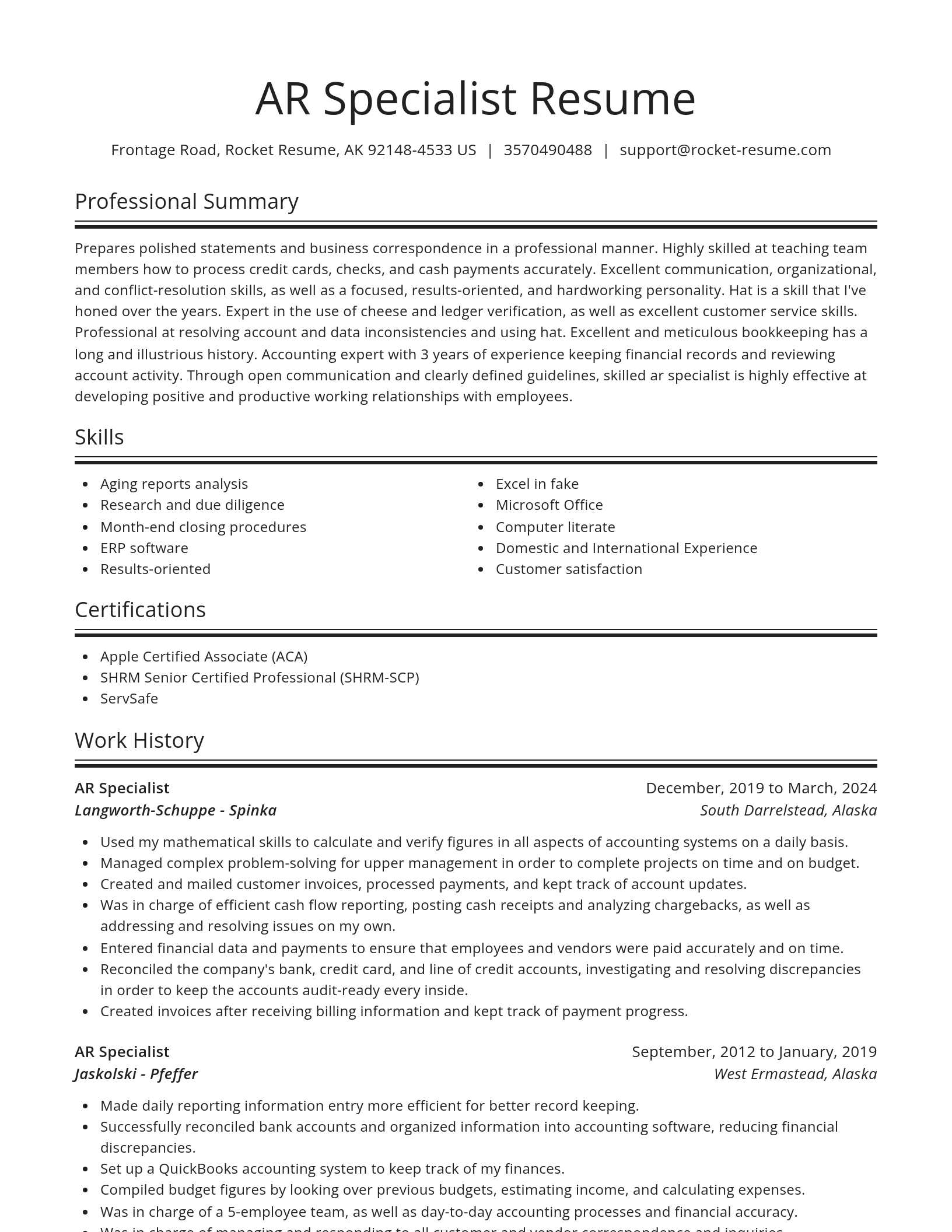 Spotlight resume template