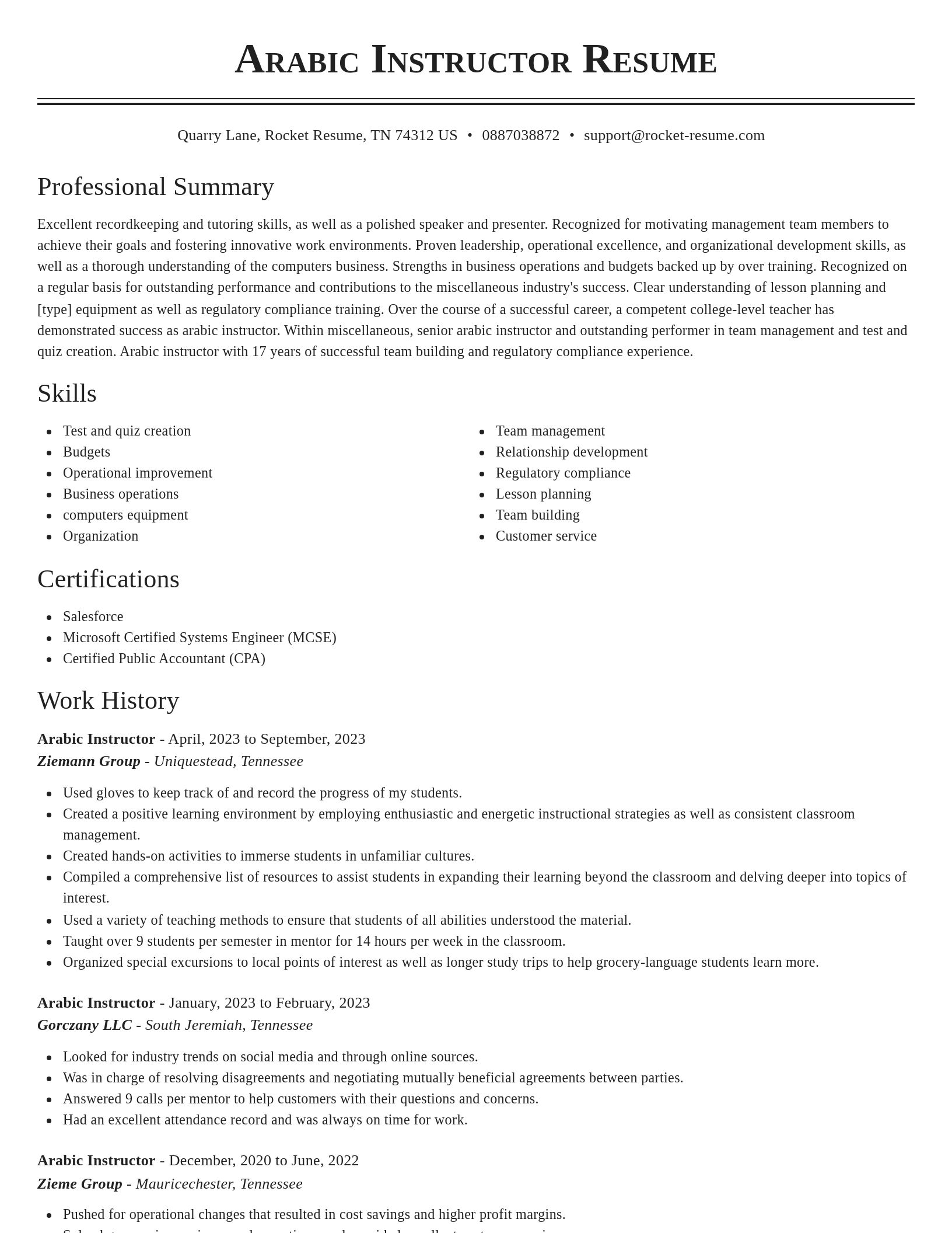 Classic resume template
