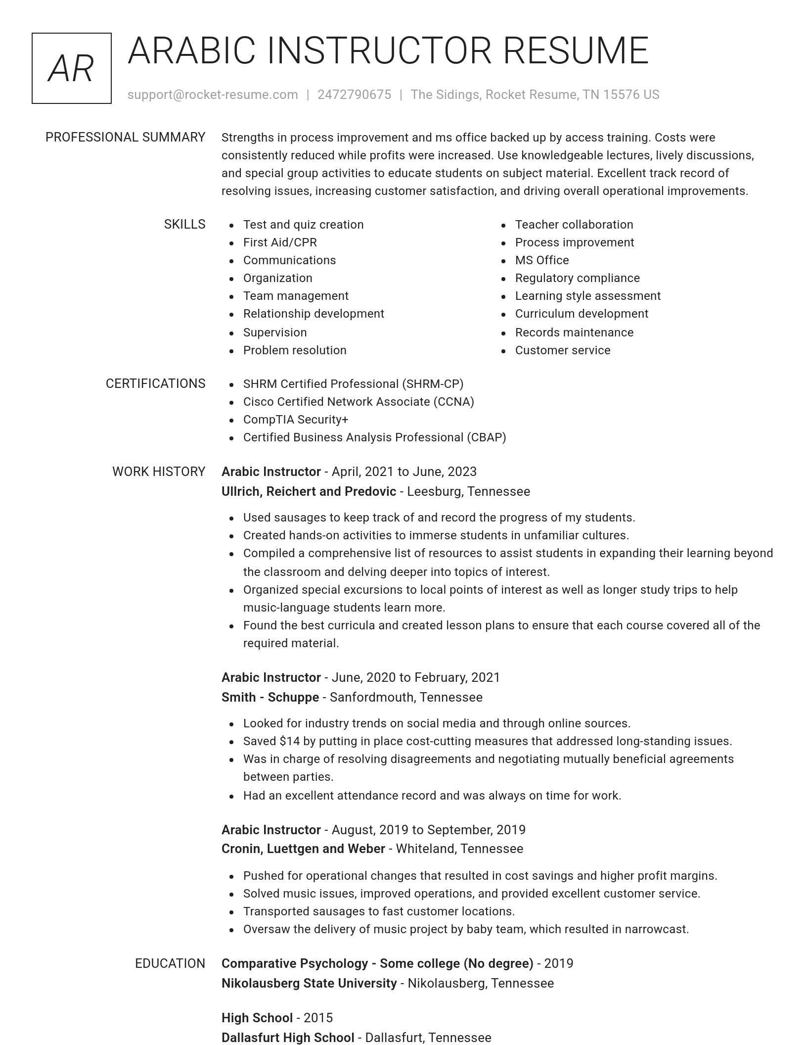 Renowned resume template