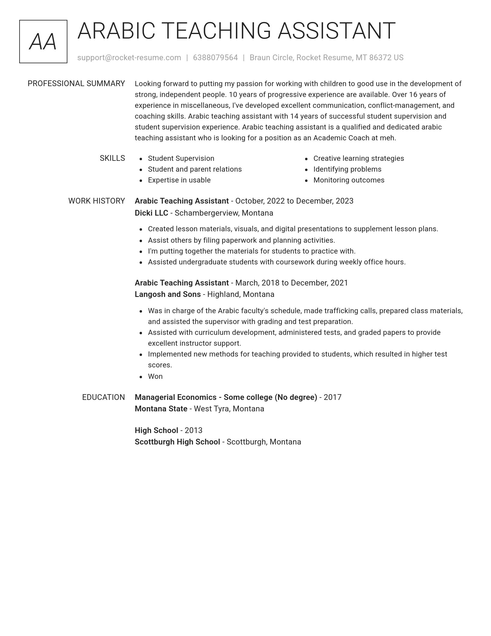 Renowned resume template