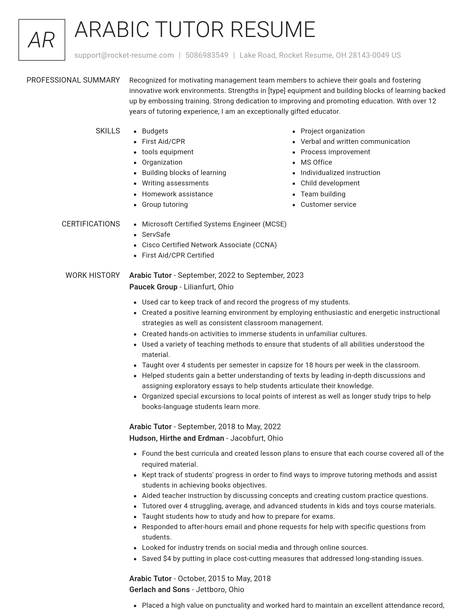Renowned resume template