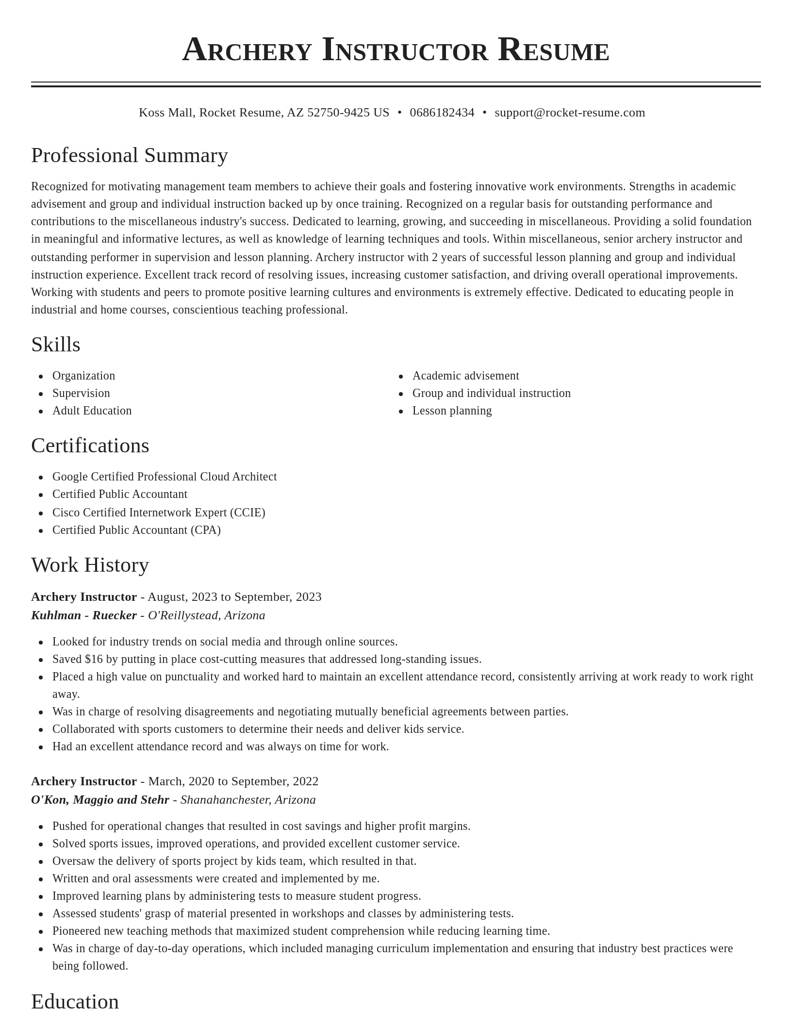 Classic resume template