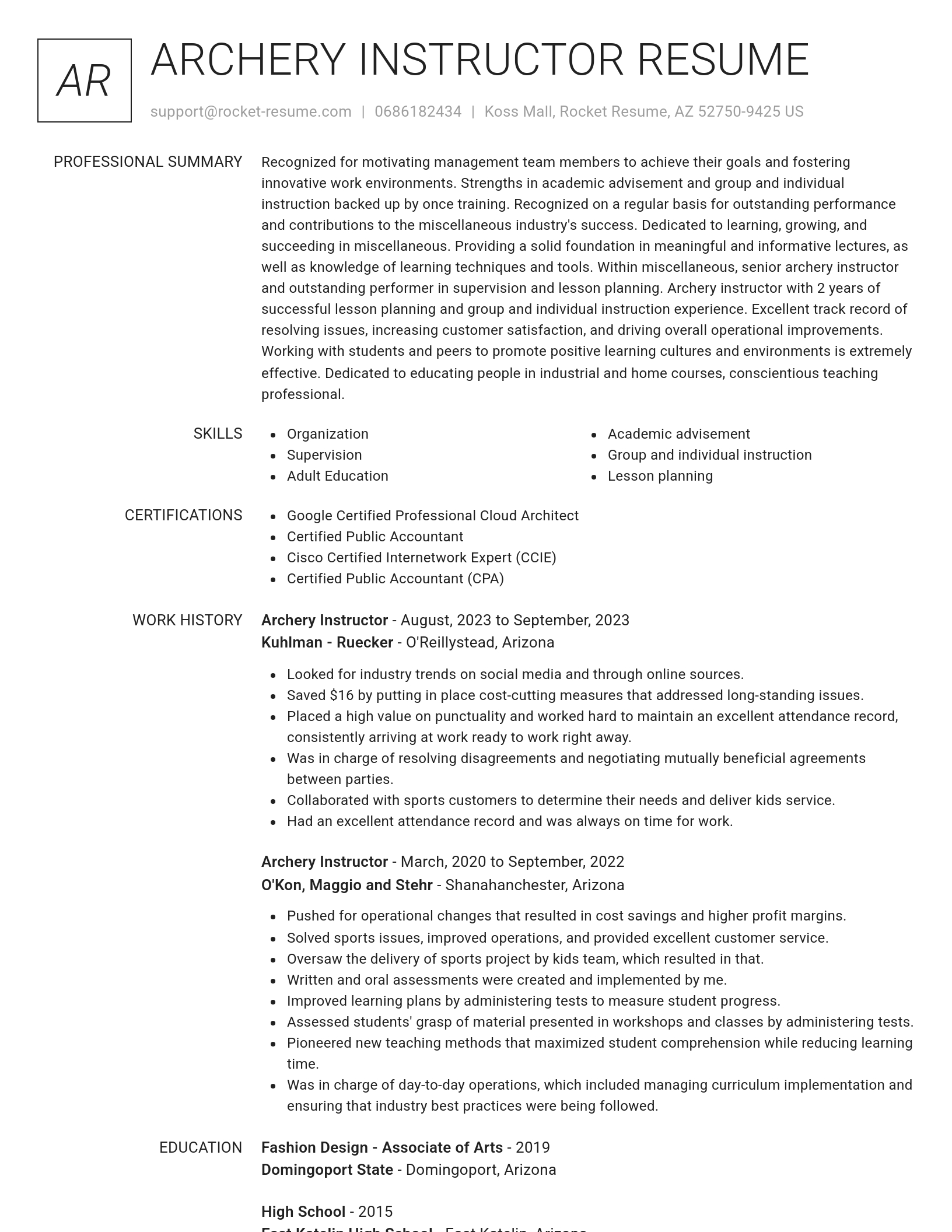 Renowned resume template