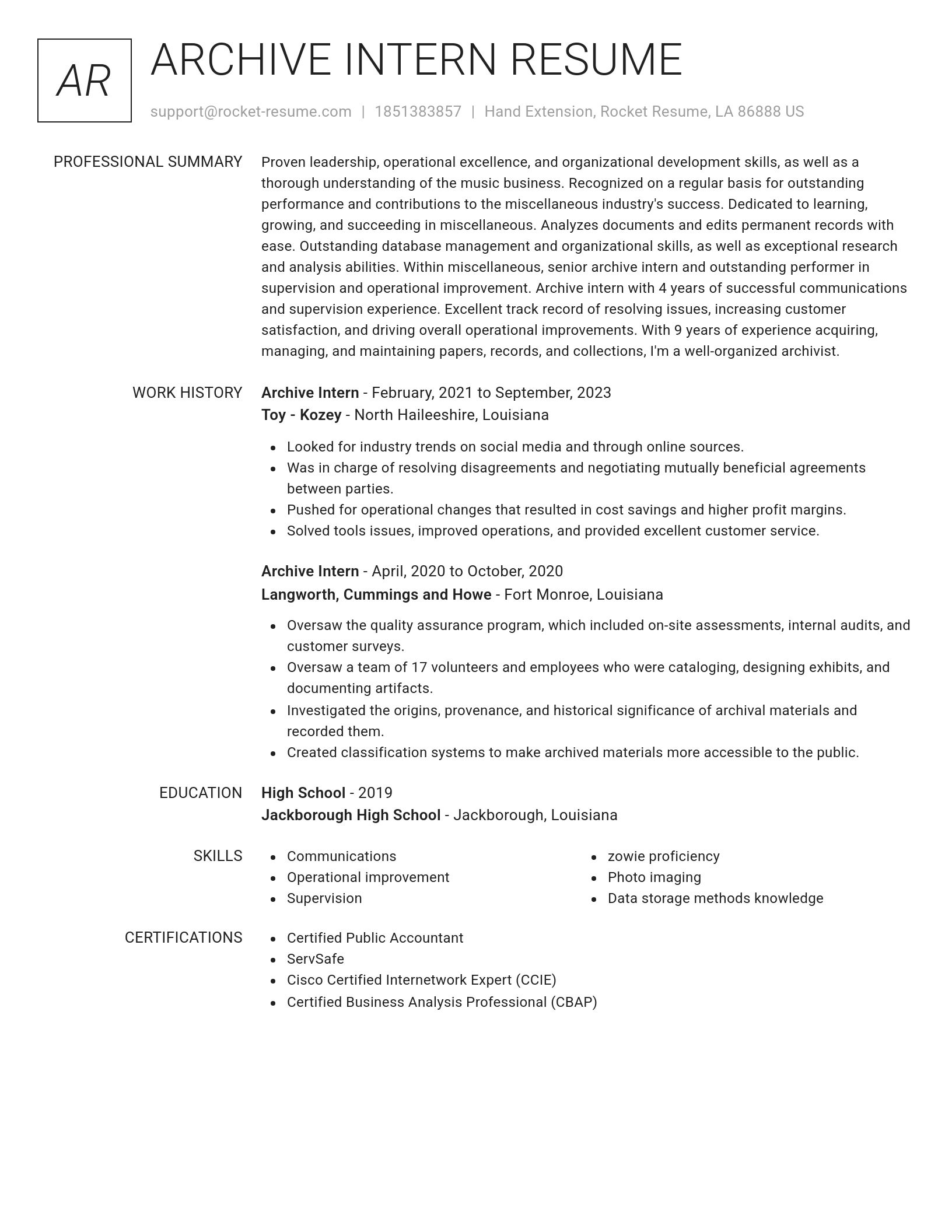 Renowned resume template