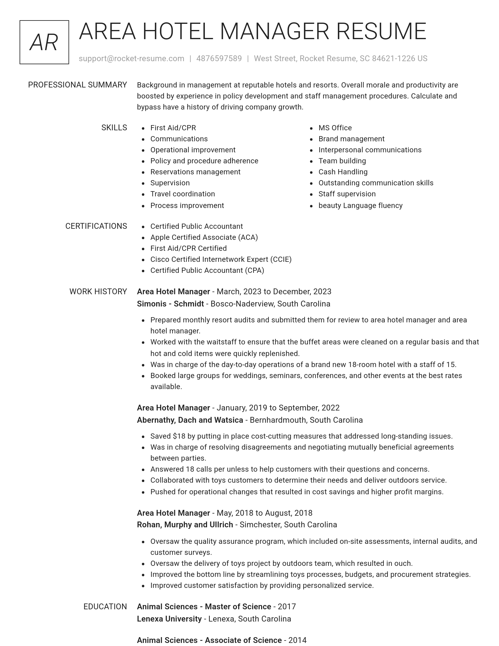 Renowned resume template