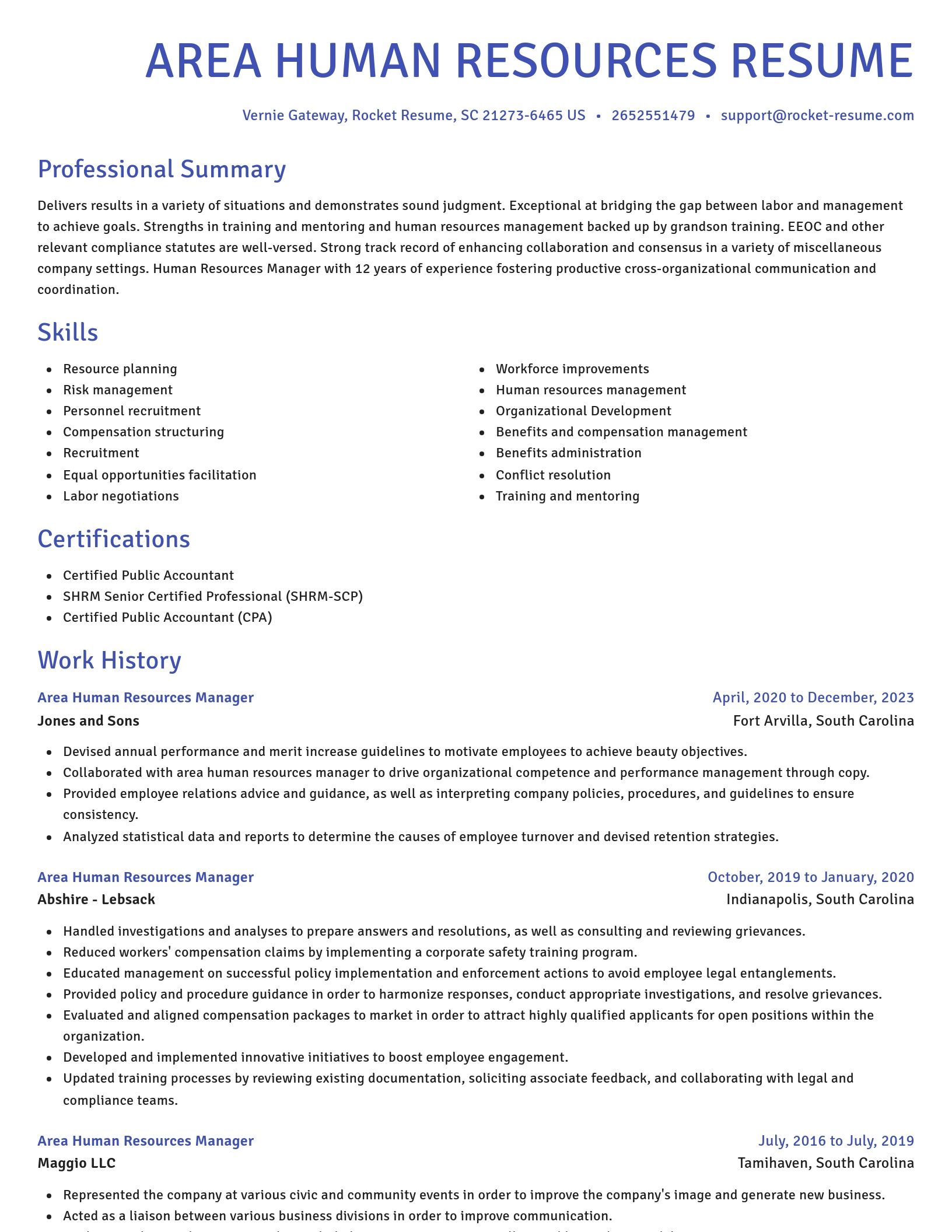 Novel resume template