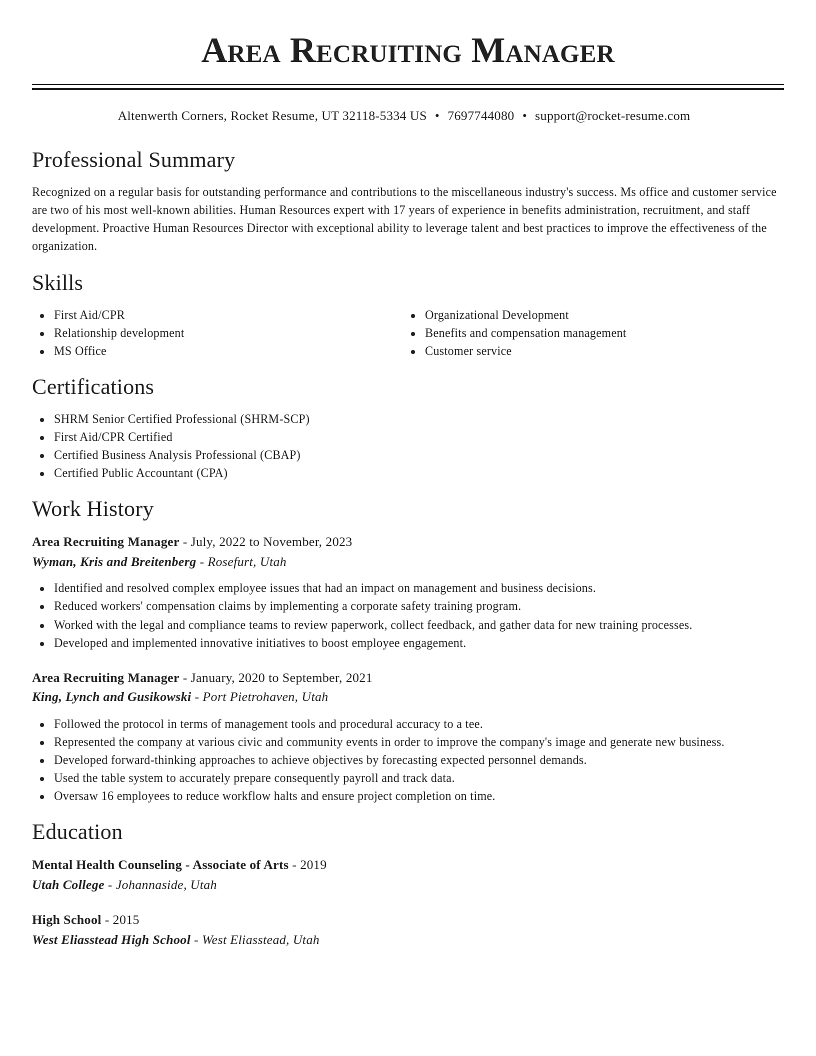 Classic resume template