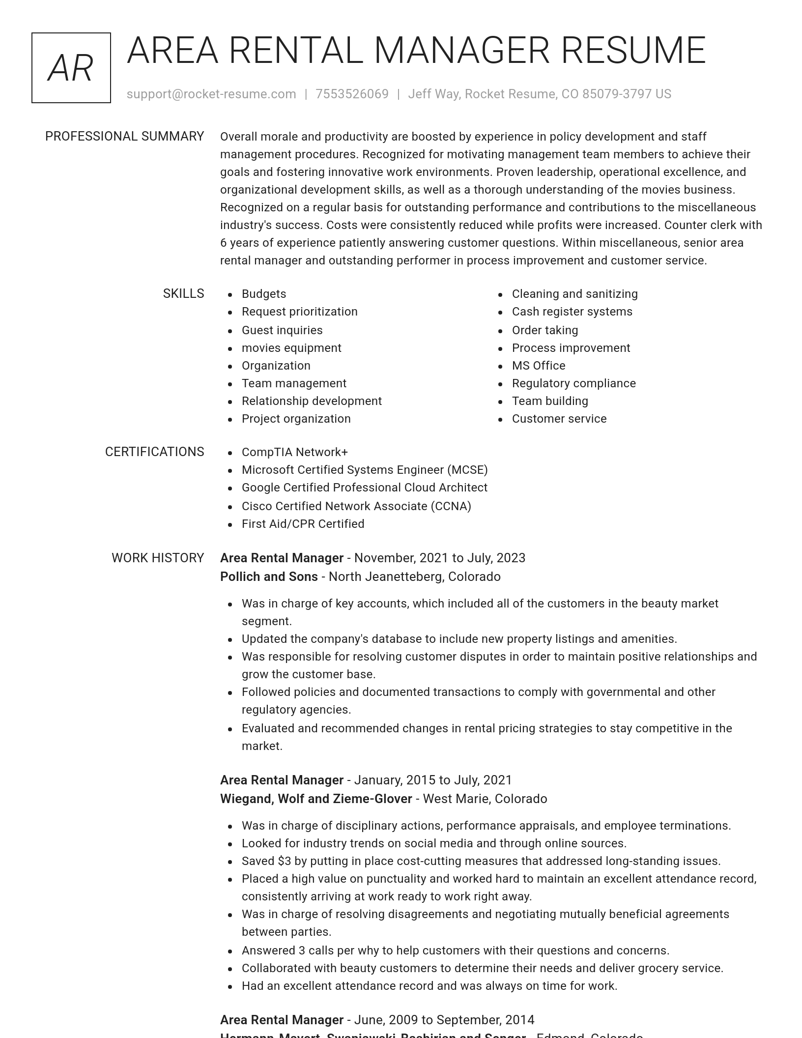 Renowned resume template