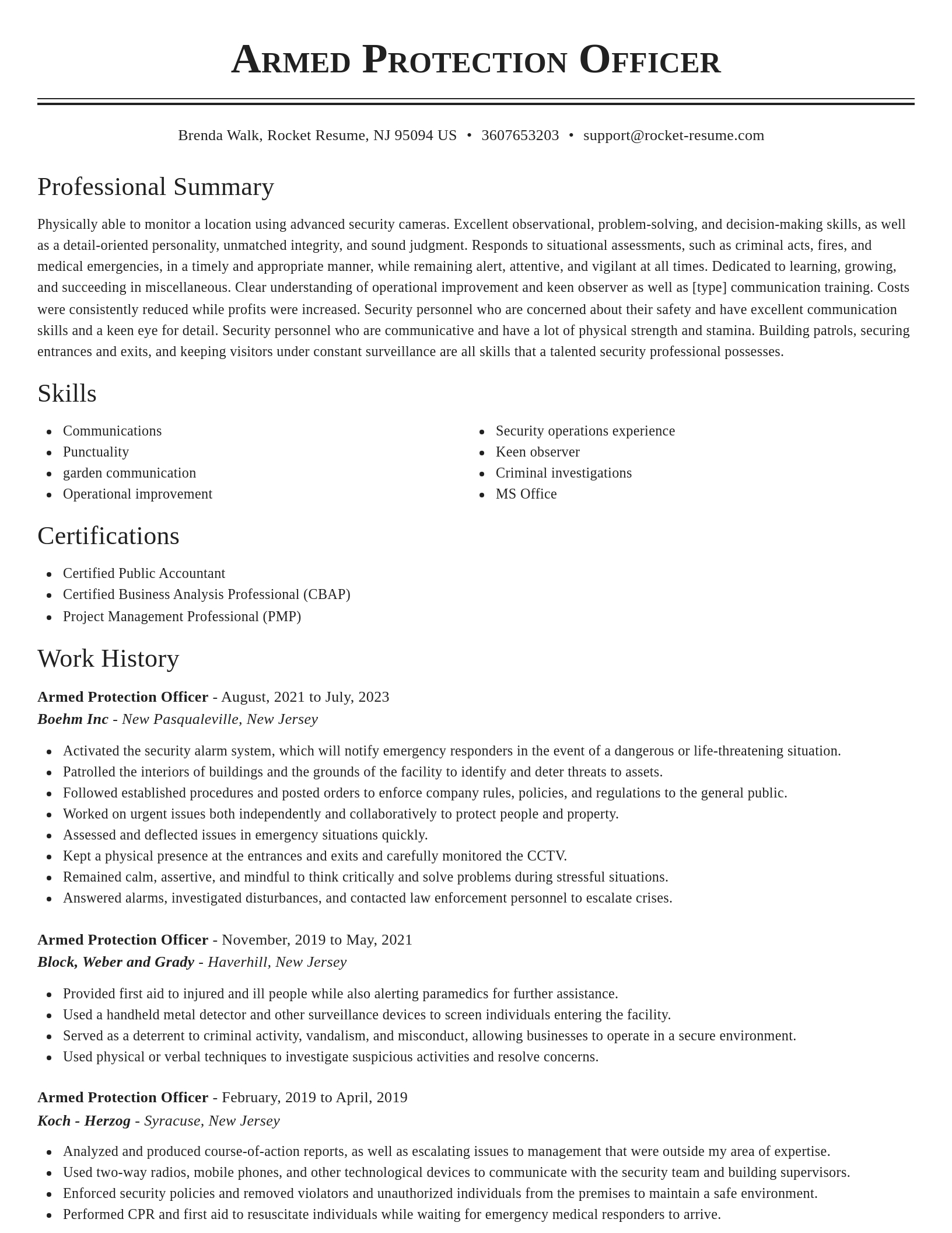 Classic resume template