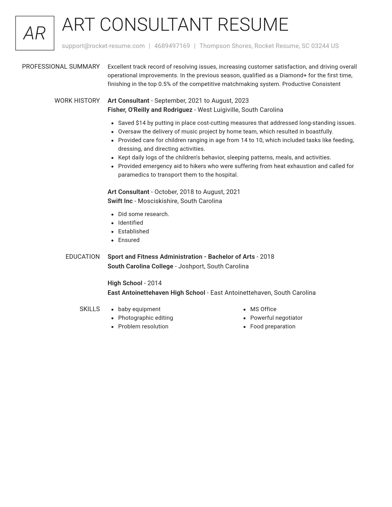 Renowned resume template