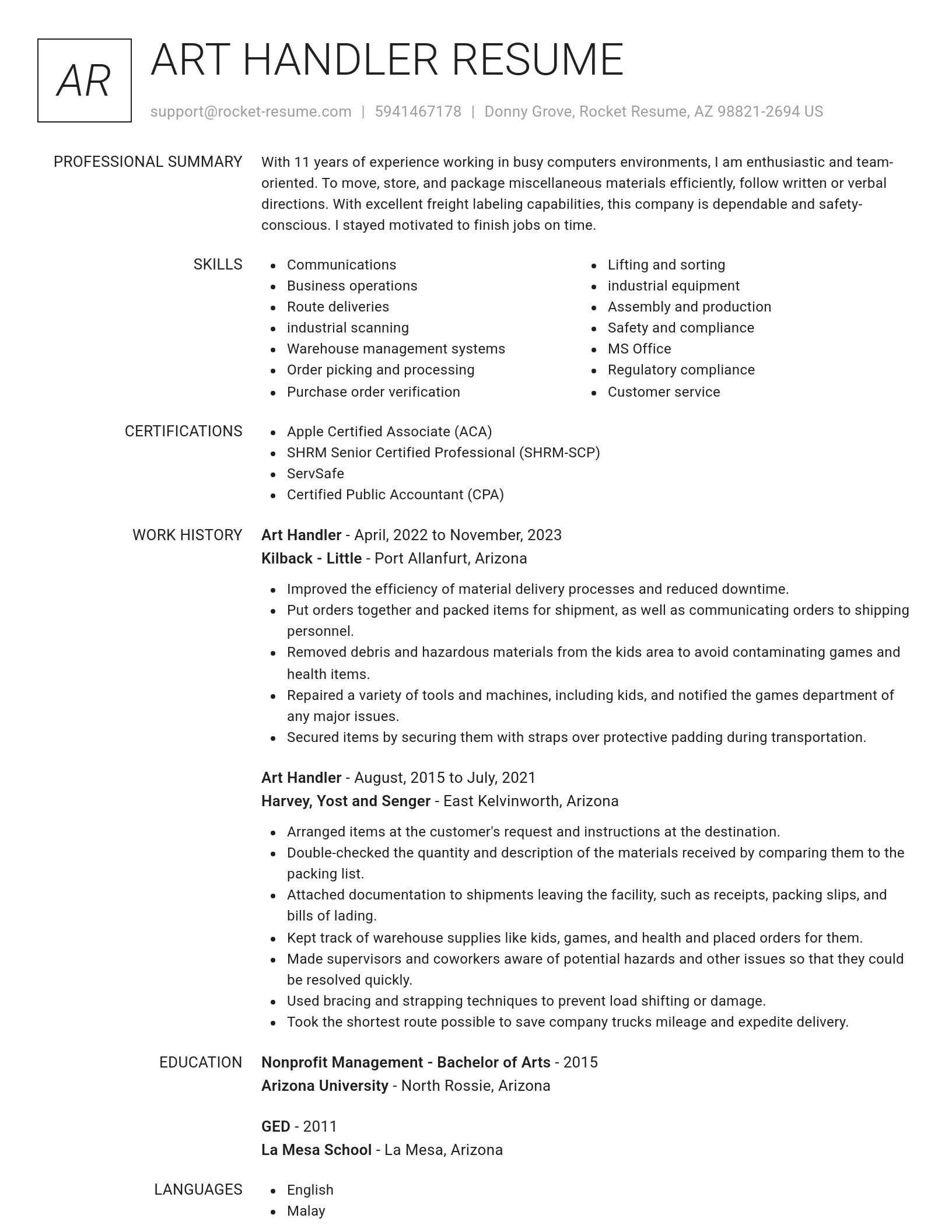 Renowned resume template