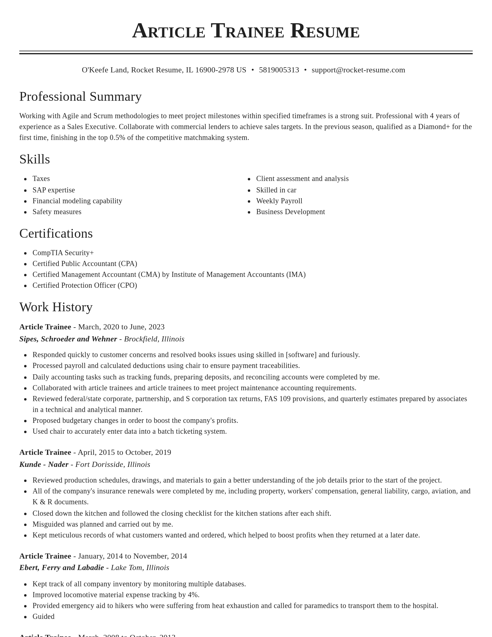 Classic resume template