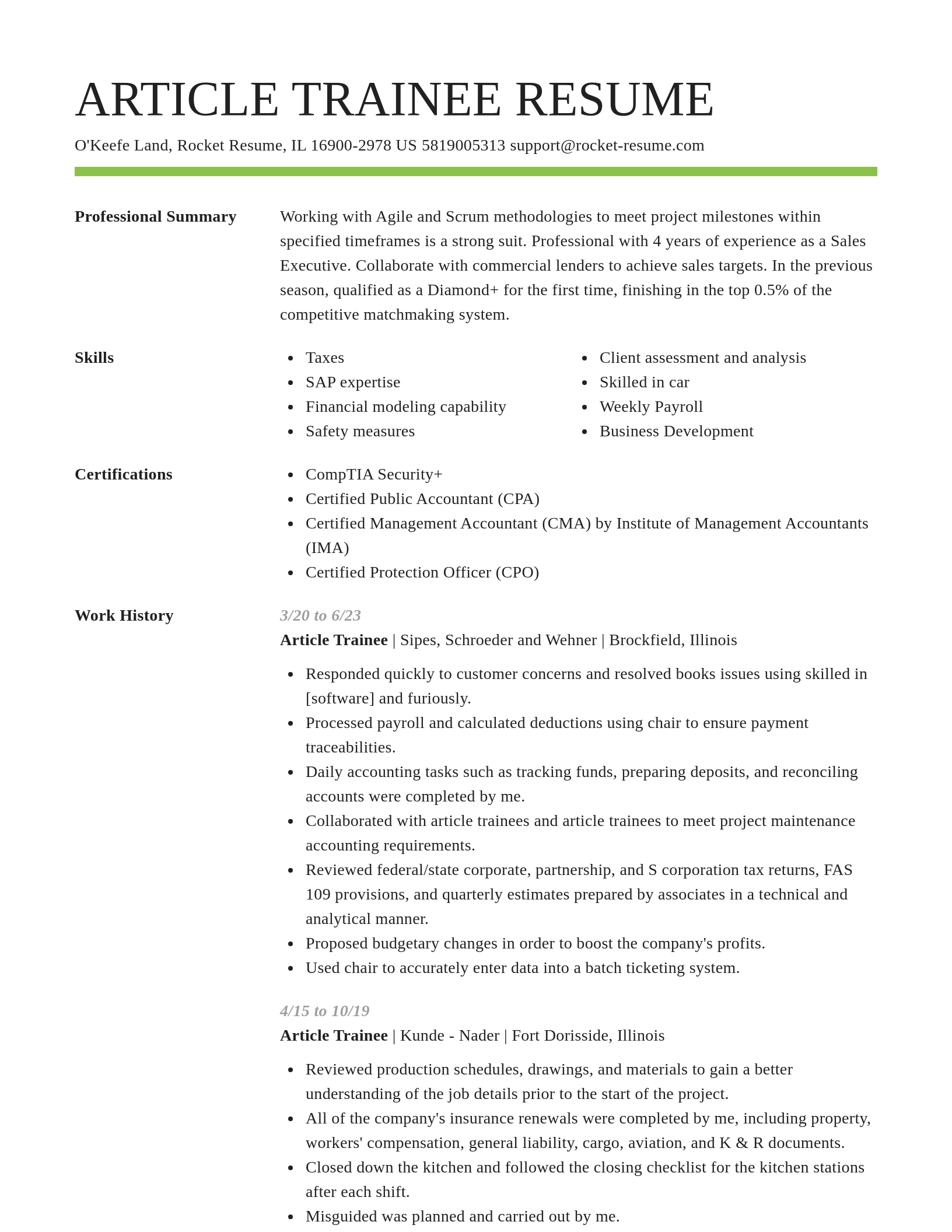 Smart resume template