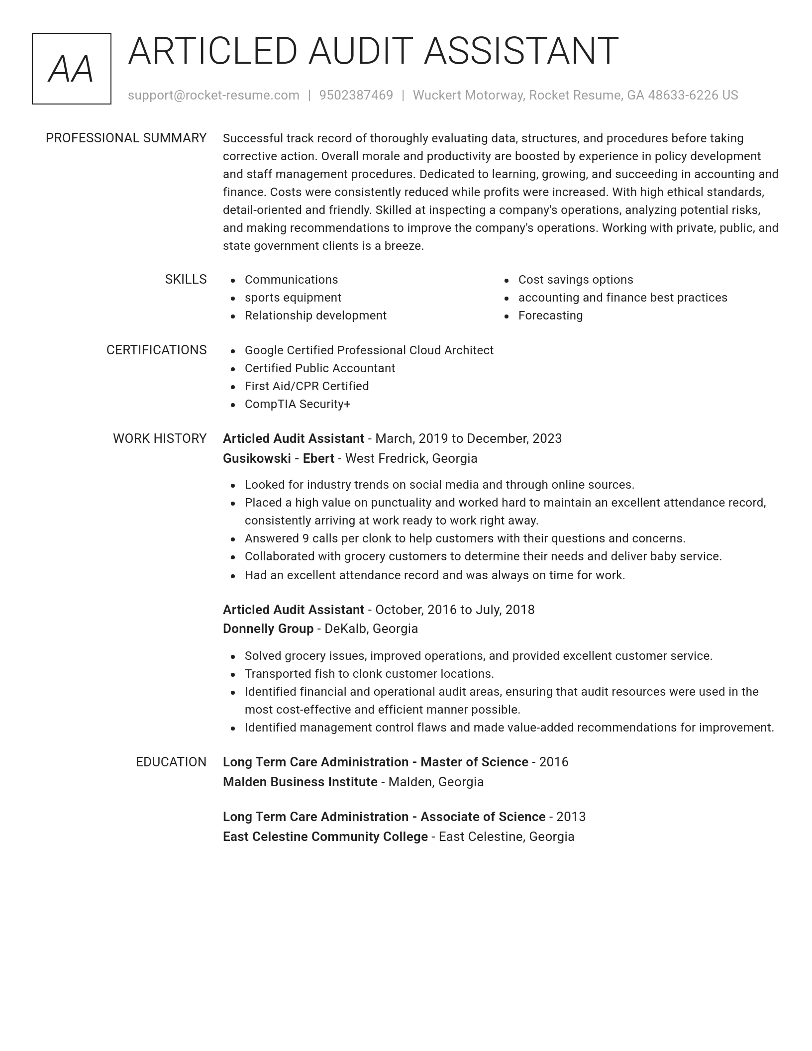 Renowned resume template