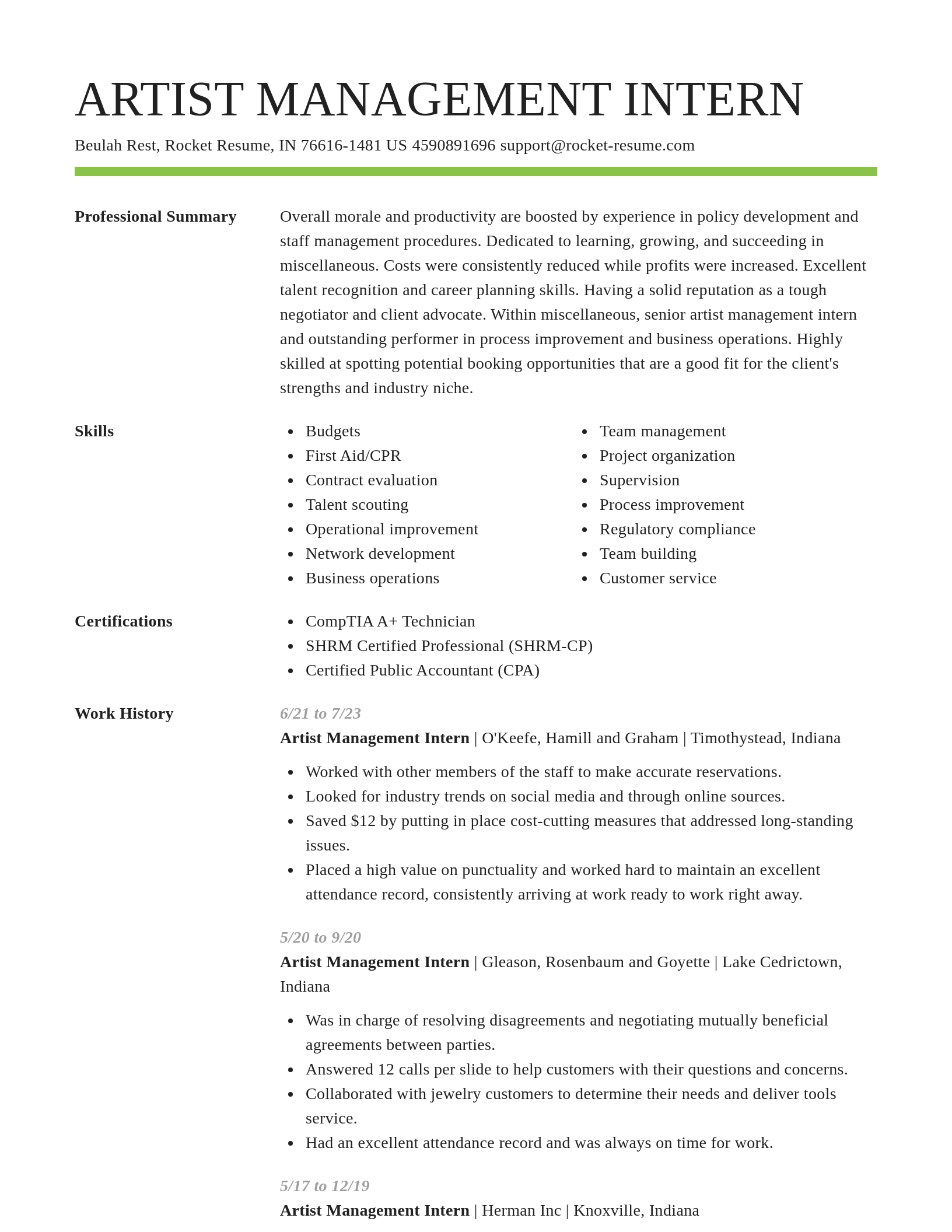 Smart resume template