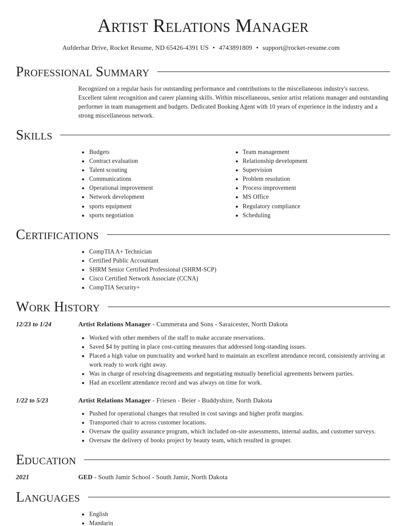 Director resume template