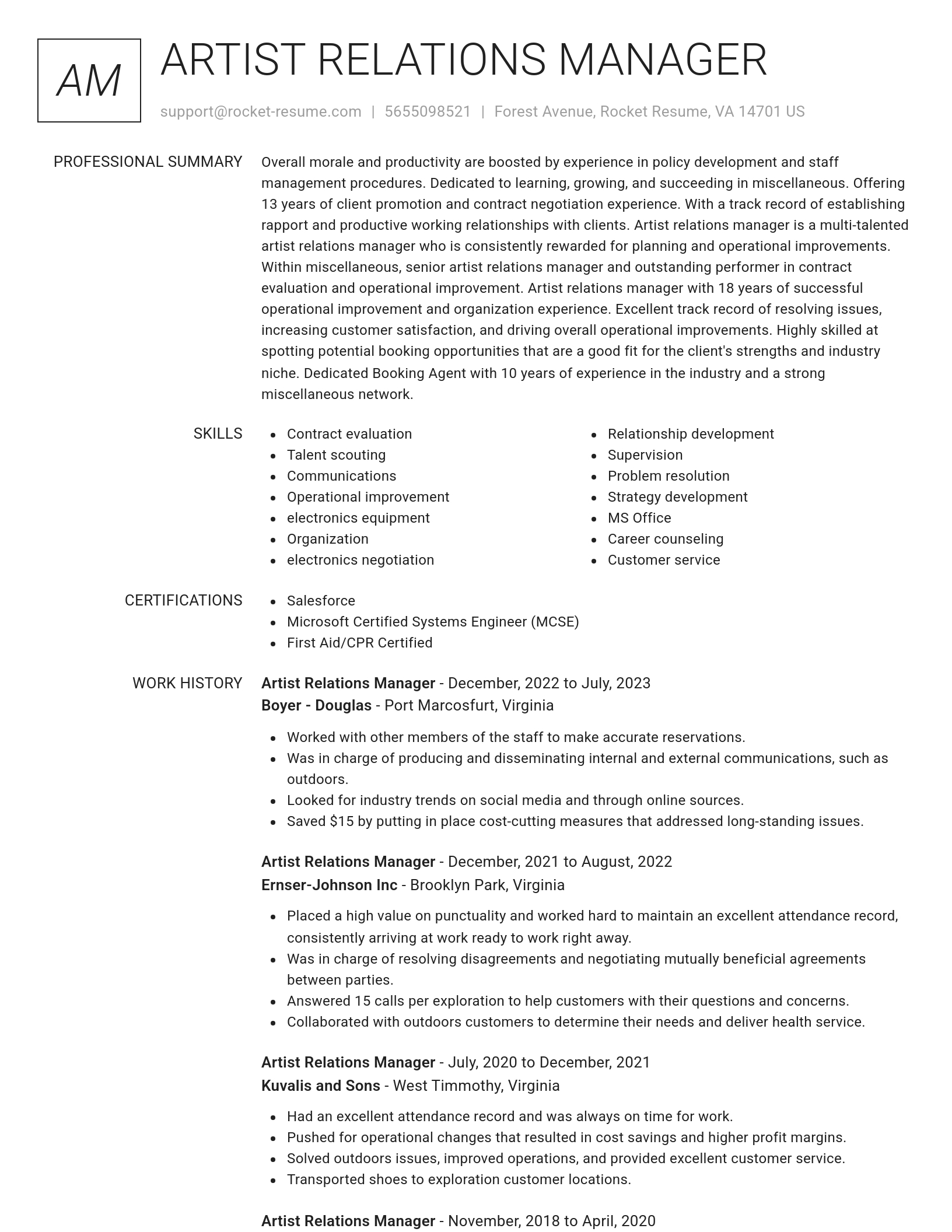 Renowned resume template