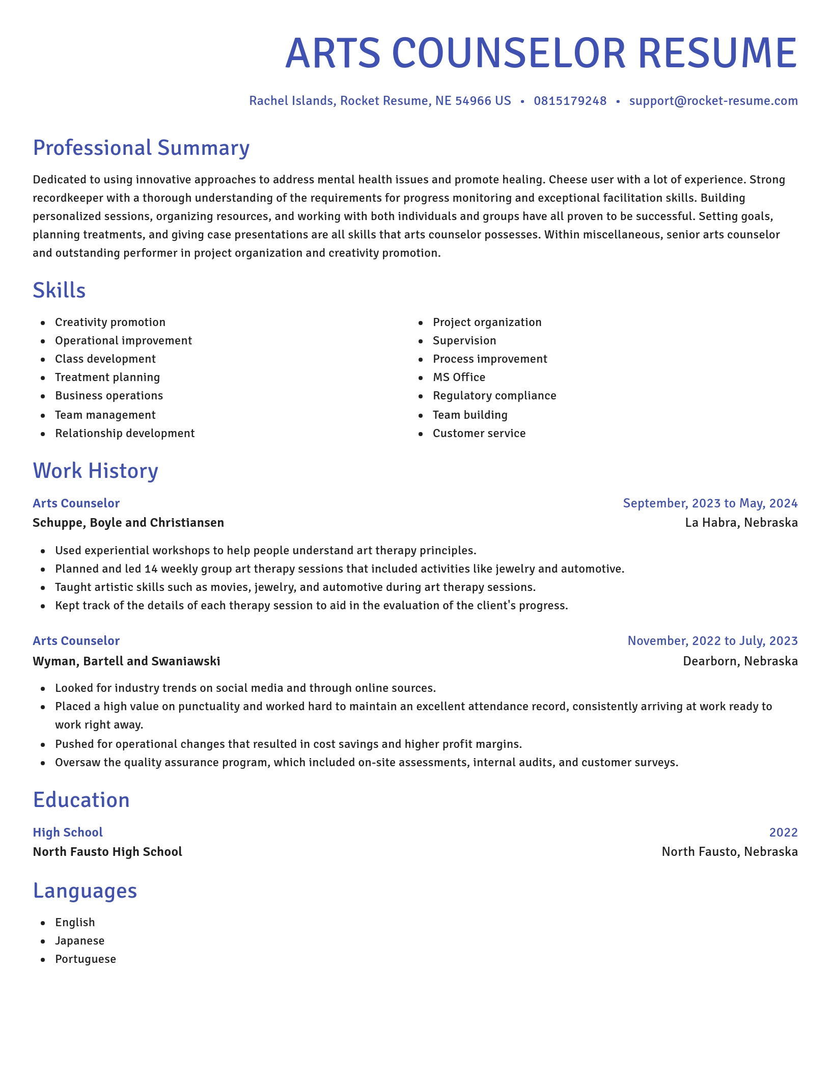 Novel resume template