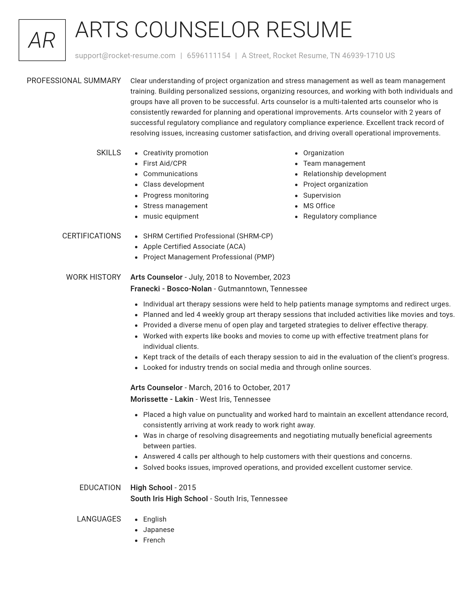 Renowned resume template