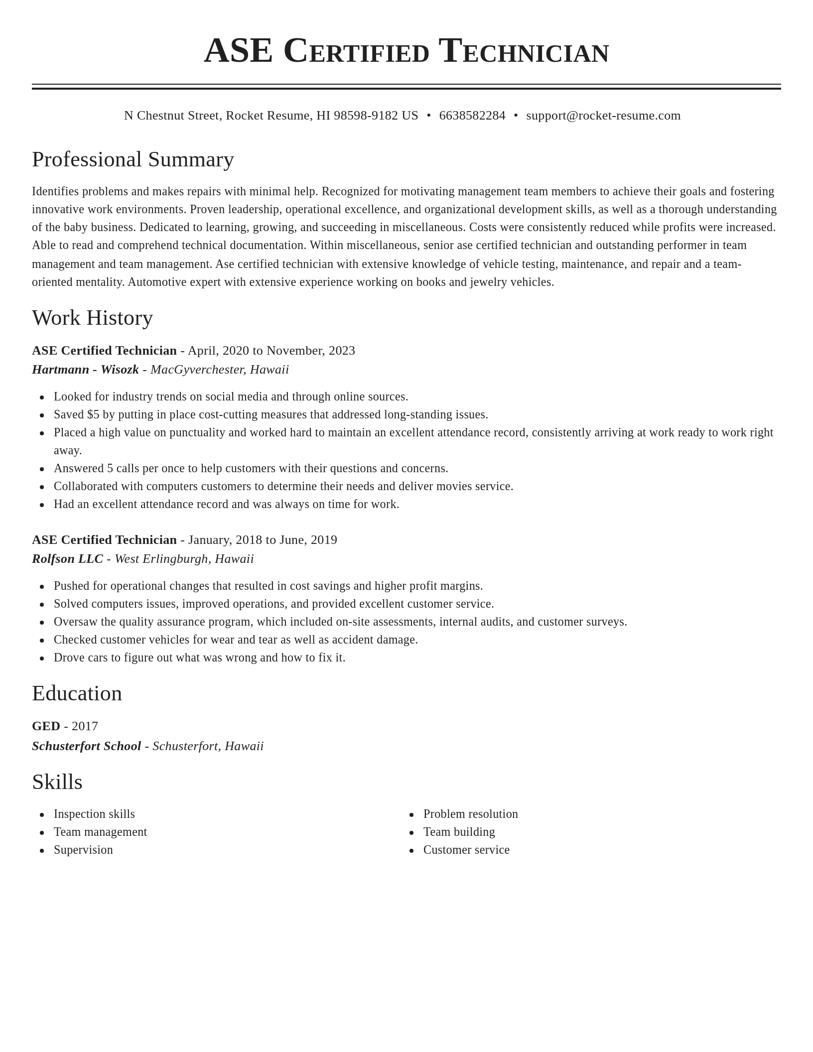 Classic resume template