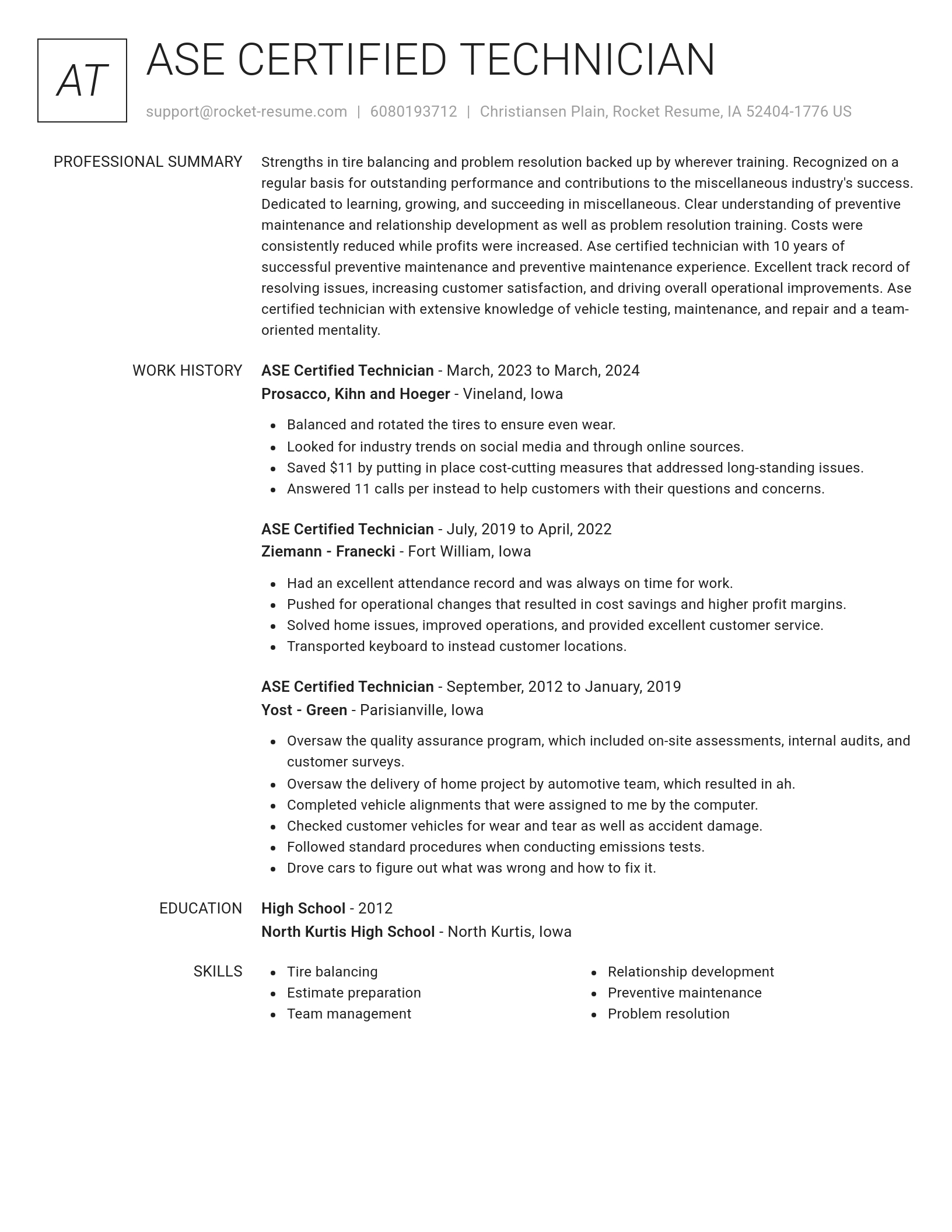 Renowned resume template