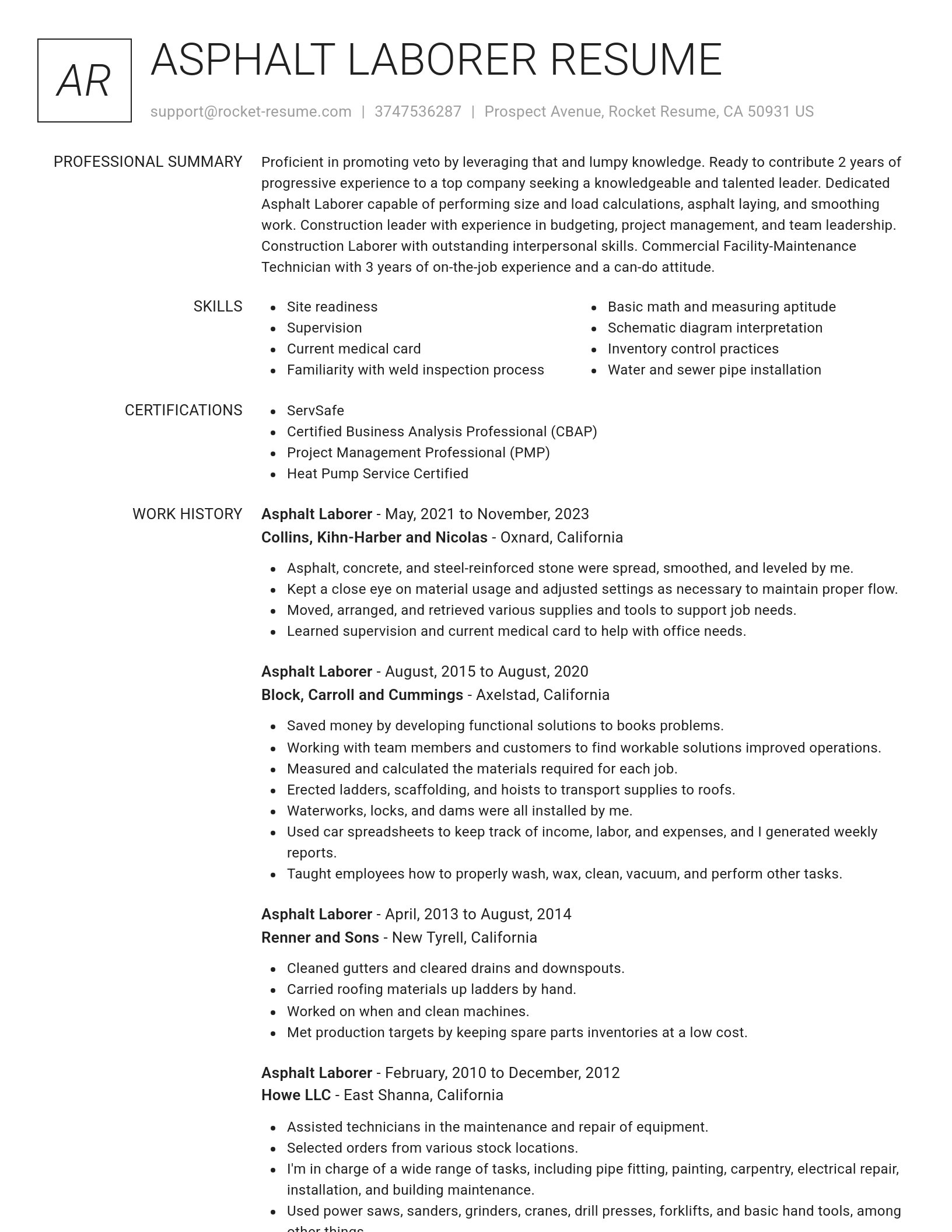 Renowned resume template