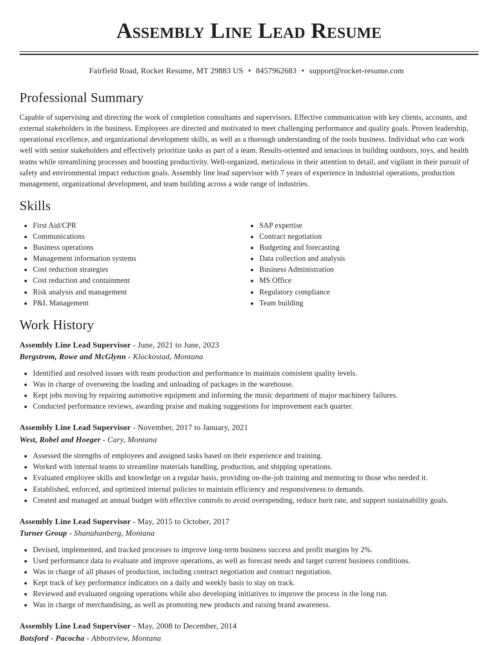 Classic resume template