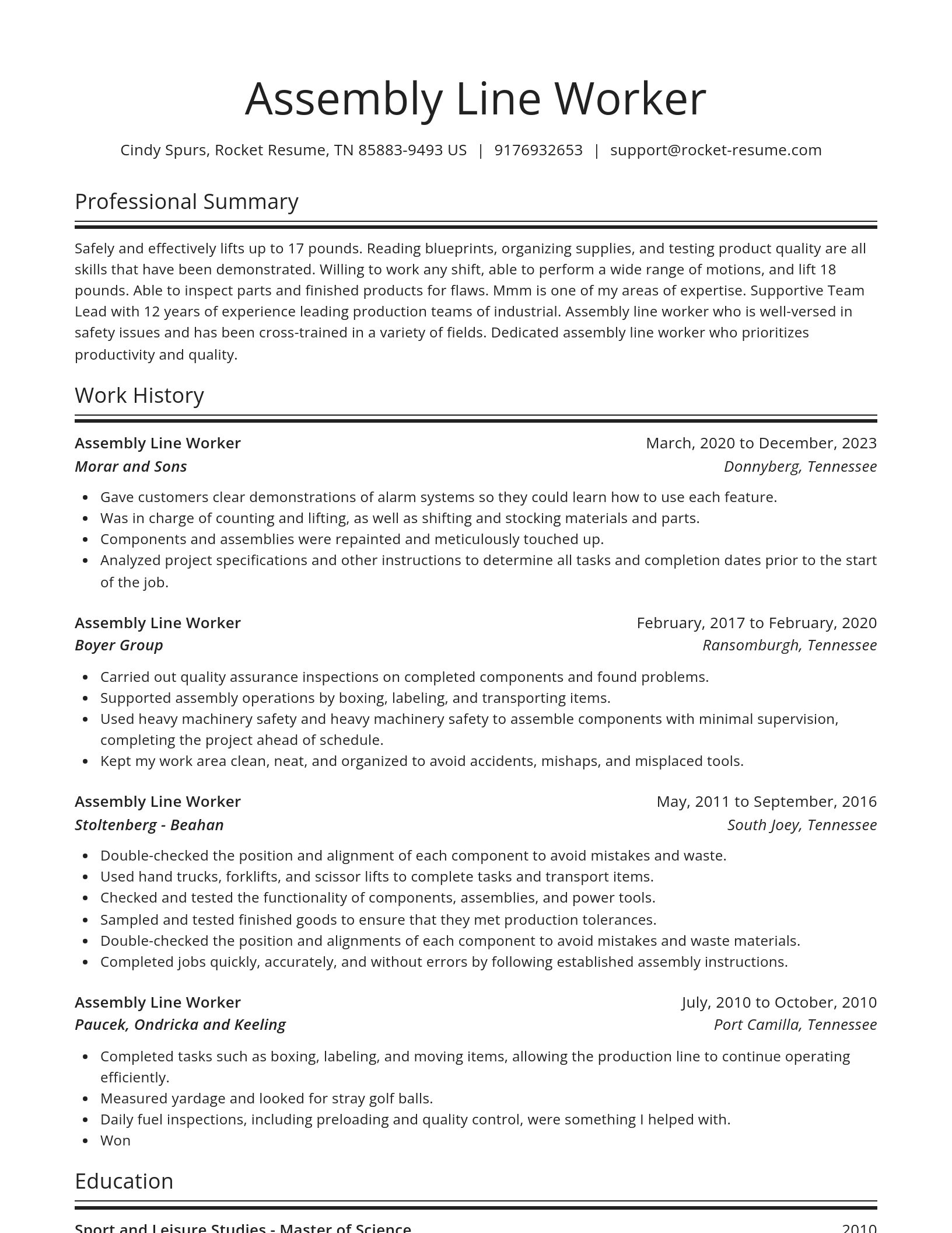 Spotlight resume template