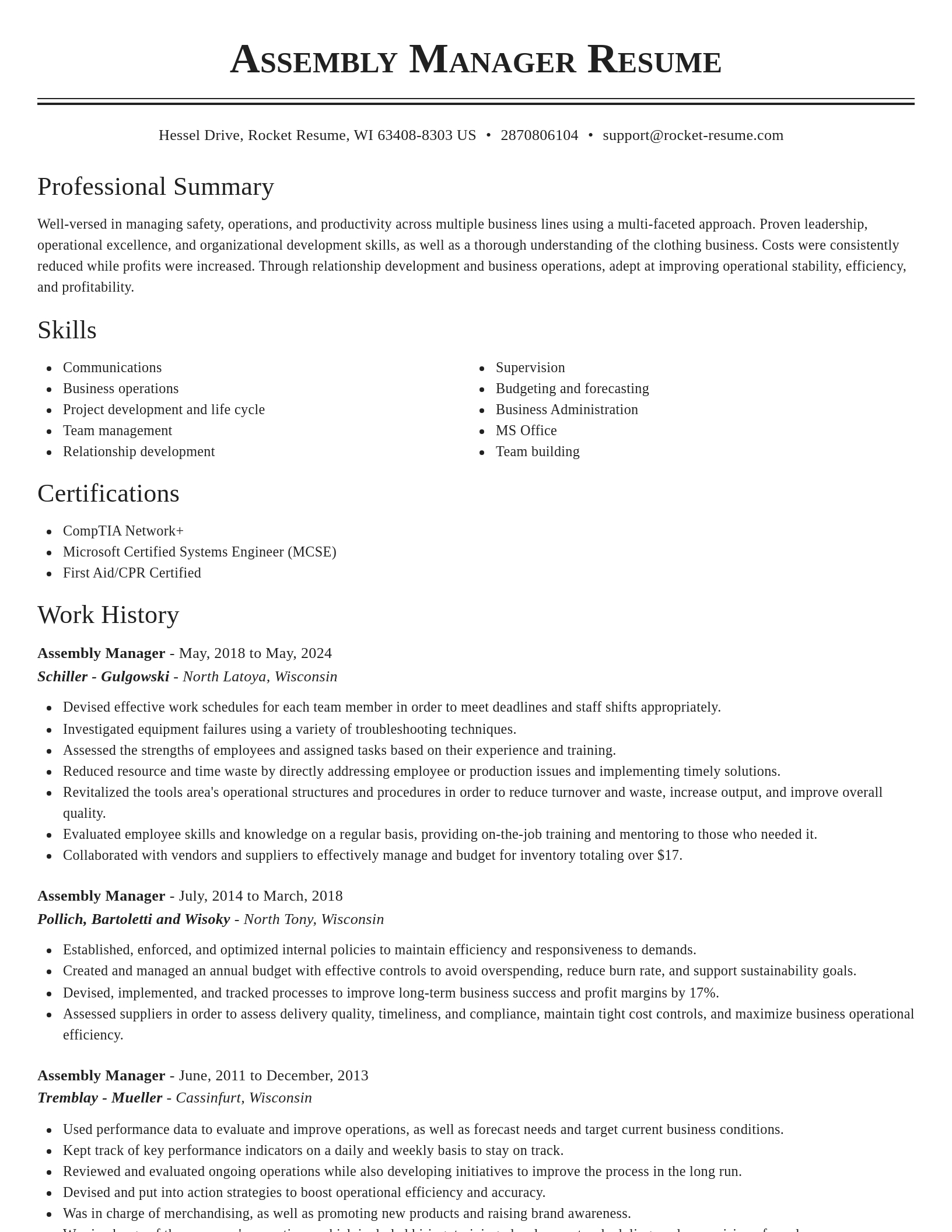 Classic resume template