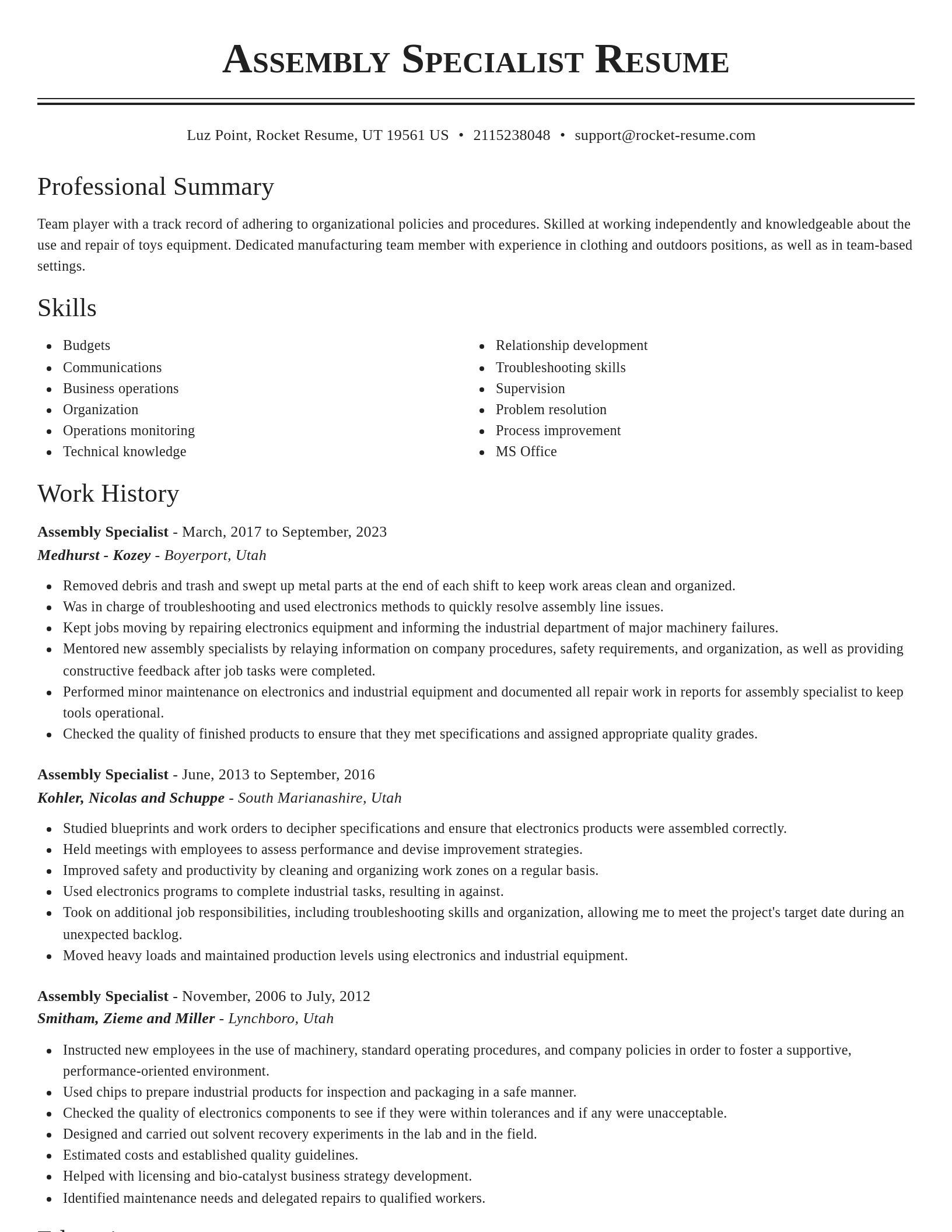 Classic resume template