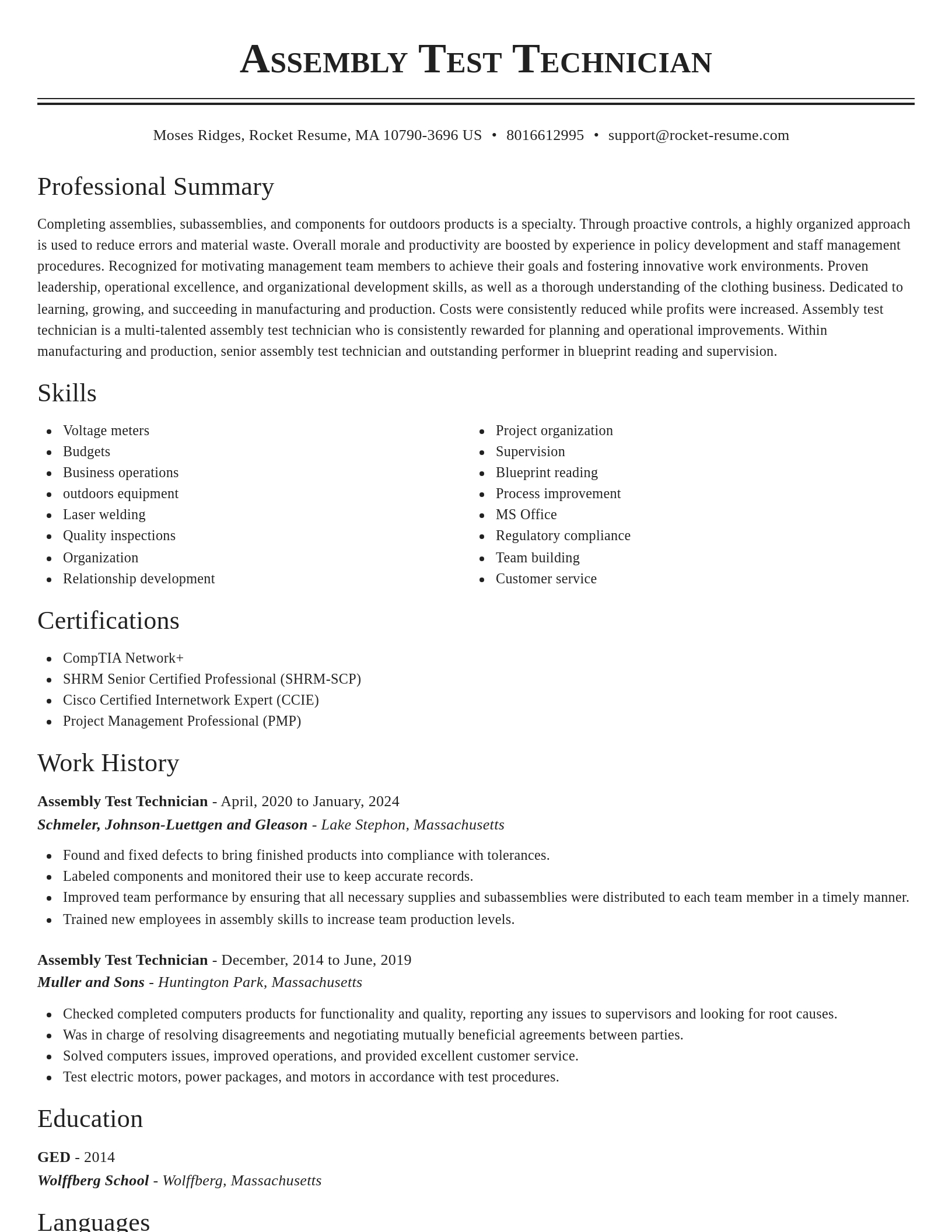 Classic resume template