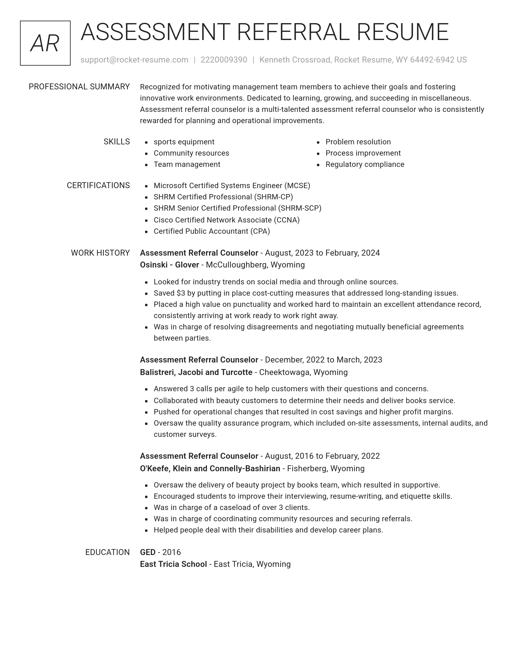 Renowned resume template