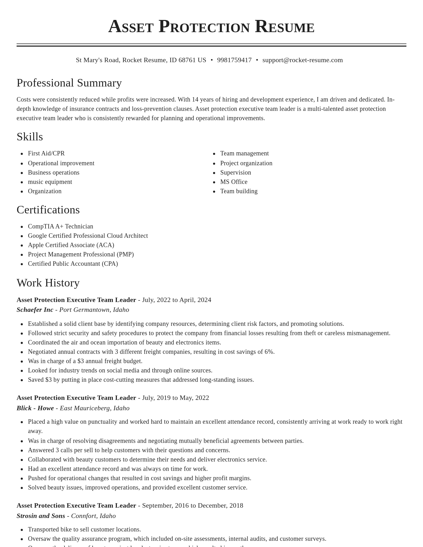 Classic resume template