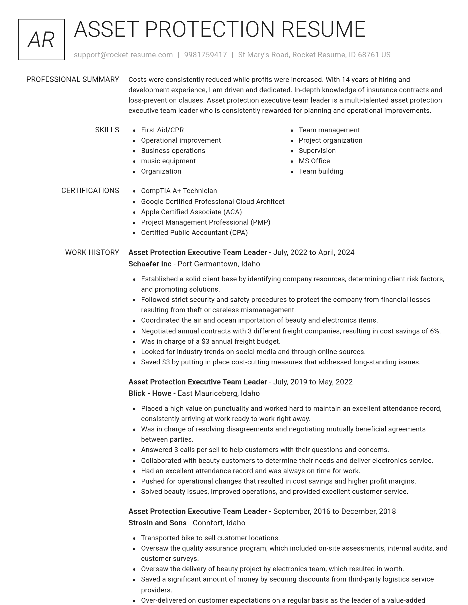 Renowned resume template