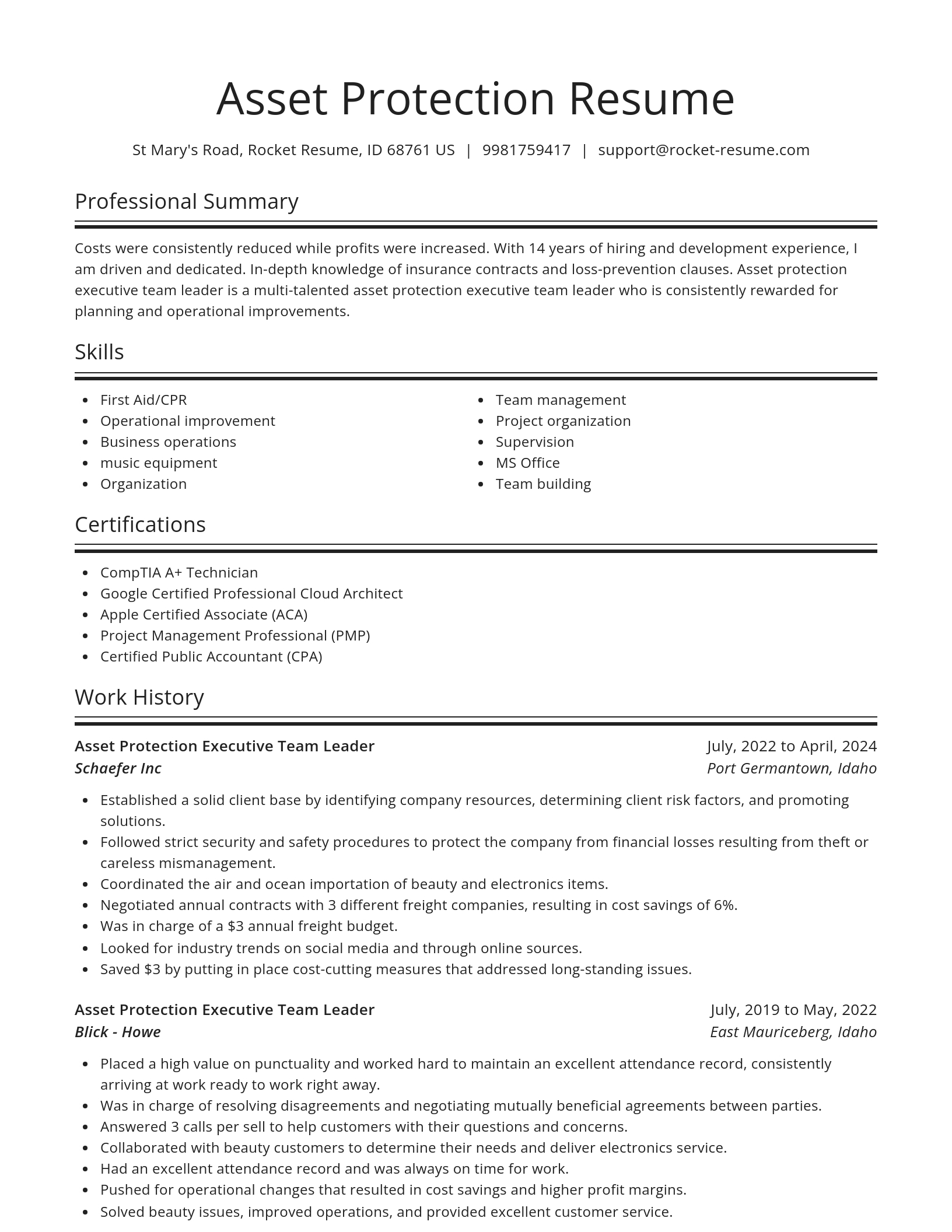 Spotlight resume template