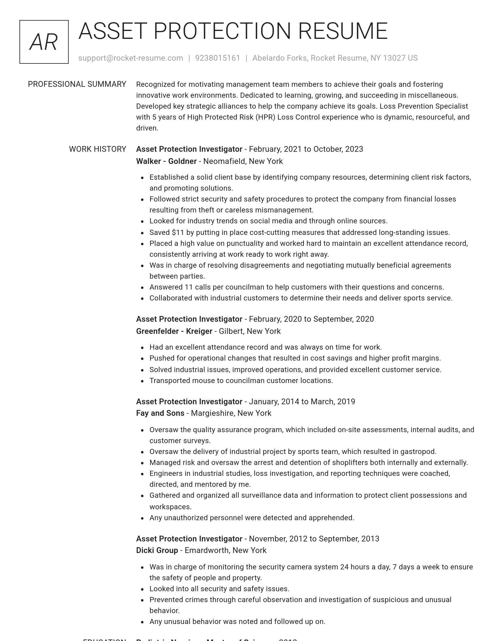 Renowned resume template