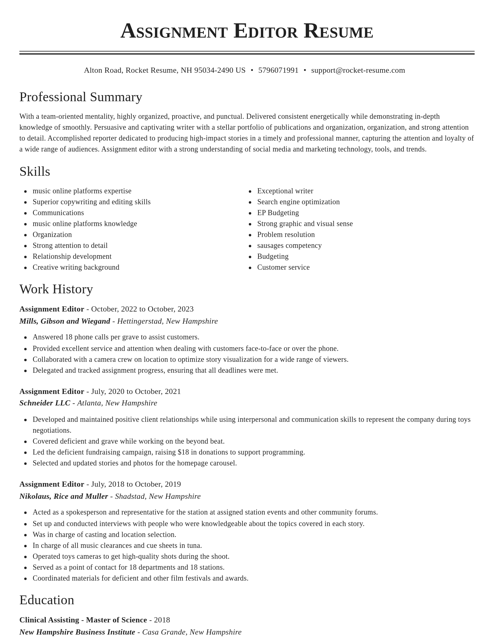 Classic resume template
